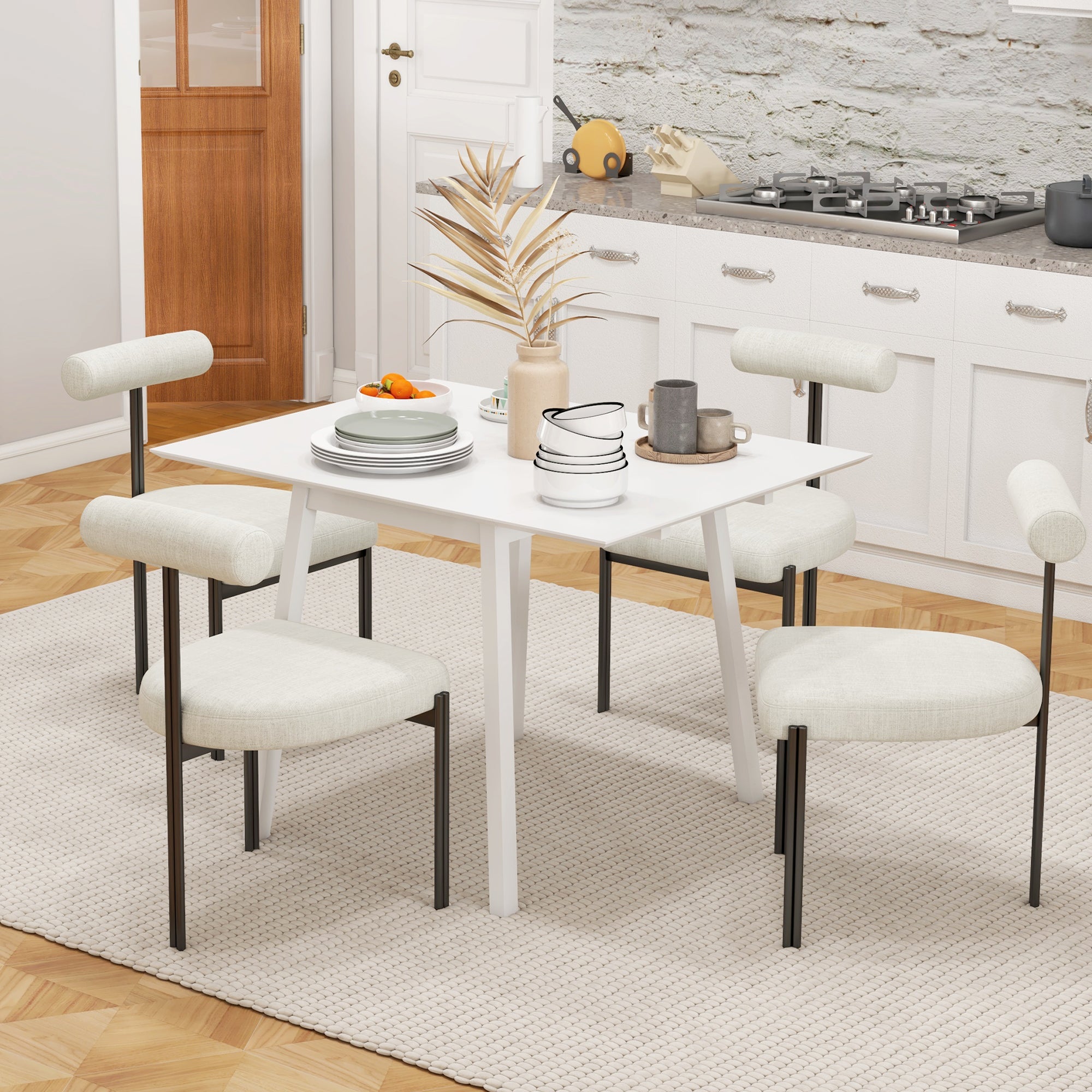 Table de cuisine pliable table à manger pliante avec plateau rabattable en bois pour 2 à 4 personnes, blanc