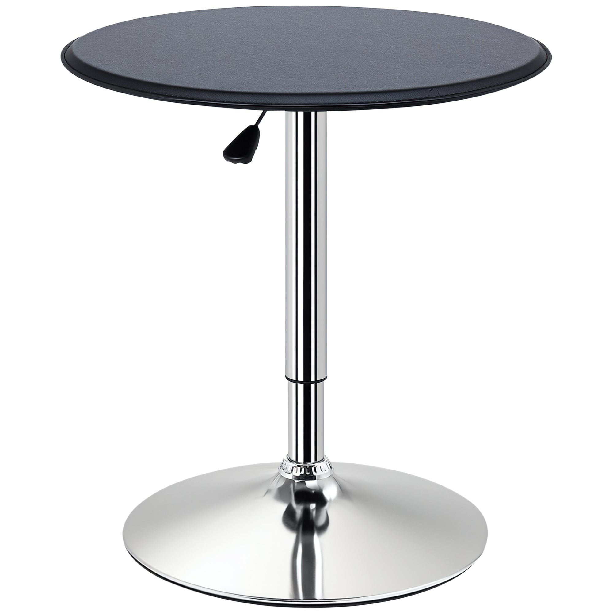 Table de Bar Table Bistro Mange-debout Chic Style Contemporain Table Ronde Hauteur réglable 67-93 cm Ø 63 cm Plateau pivotant 360° métal chromé PVC Noir