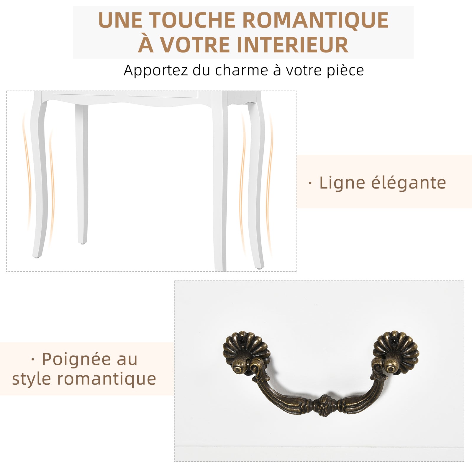 Table Console Table d'entrée Bout de Canapé Style Mexicain 2 tiroirs dim. 87L x 34l x 78H cm MDF Bois Massif pin Clair Blanc