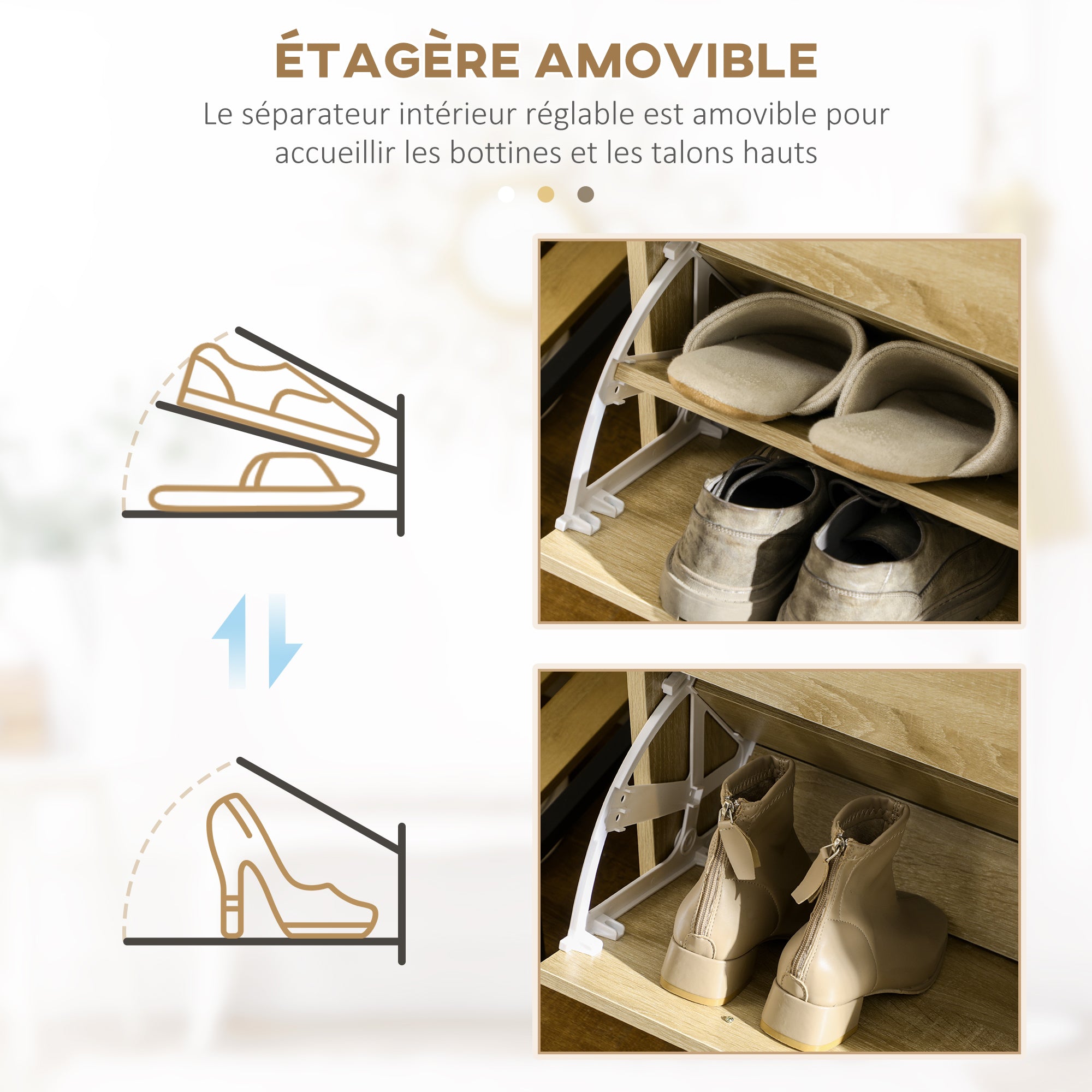 Meuble à chaussures armoire à chaussures - 2 tiroirs et 2 portes abattantes avec étagère réglable - 80 x 30 x 91,5 cm - poignées alu. naturel