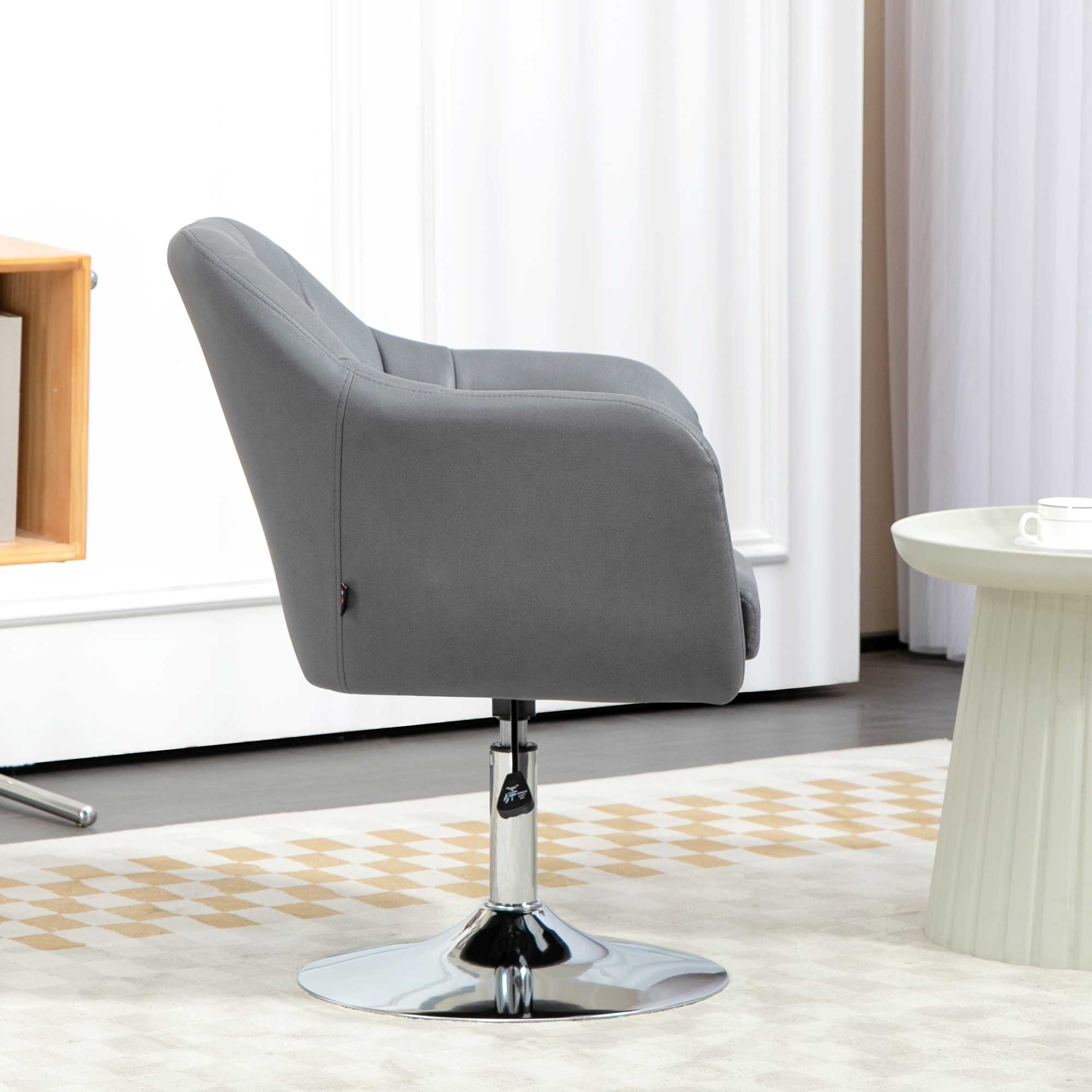 Fauteuil de salon chaise relax fauteuil de chambre grand confort - coussins lombaires hauteur réglable pivotant 360° piètement en métal chromé - gris foncé