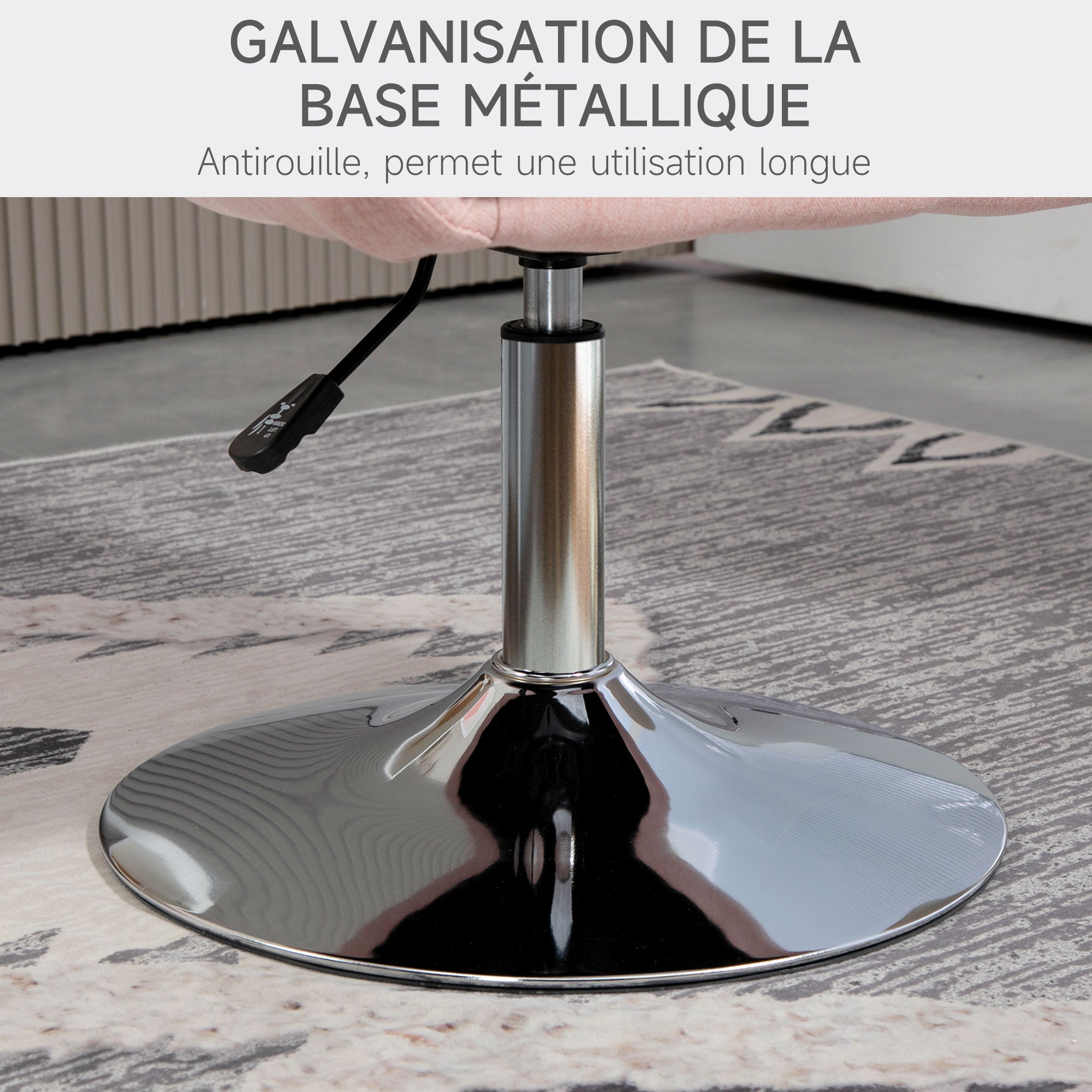 Fauteuil de salon chaise relax fauteuil de chambre grand confort - coussins lombaires hauteur réglable pivotant 360° piètement en métal chromé - gris foncé