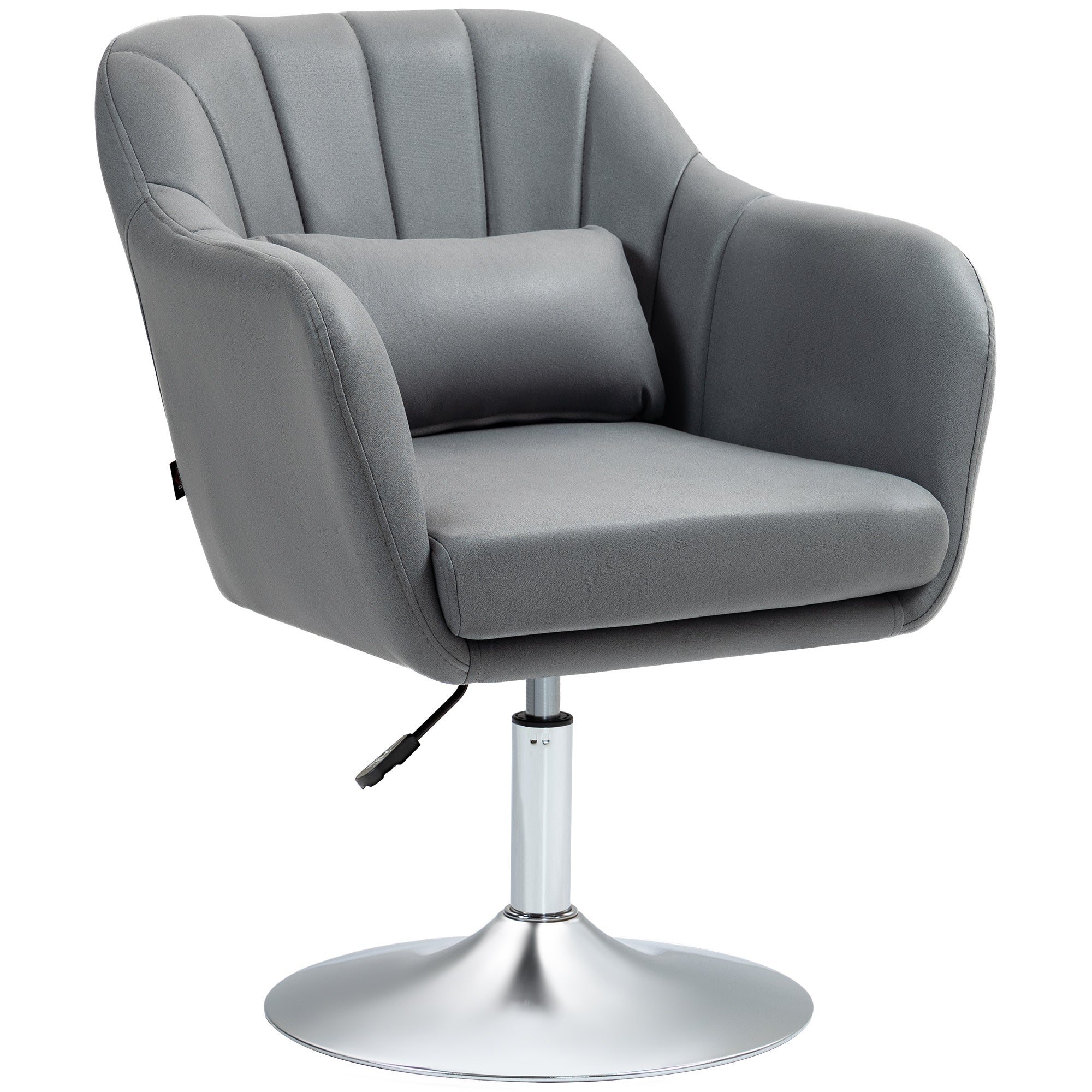 Fauteuil de salon chaise relax fauteuil de chambre grand confort - coussins lombaires hauteur réglable pivotant 360° piètement en métal chromé - gris foncé