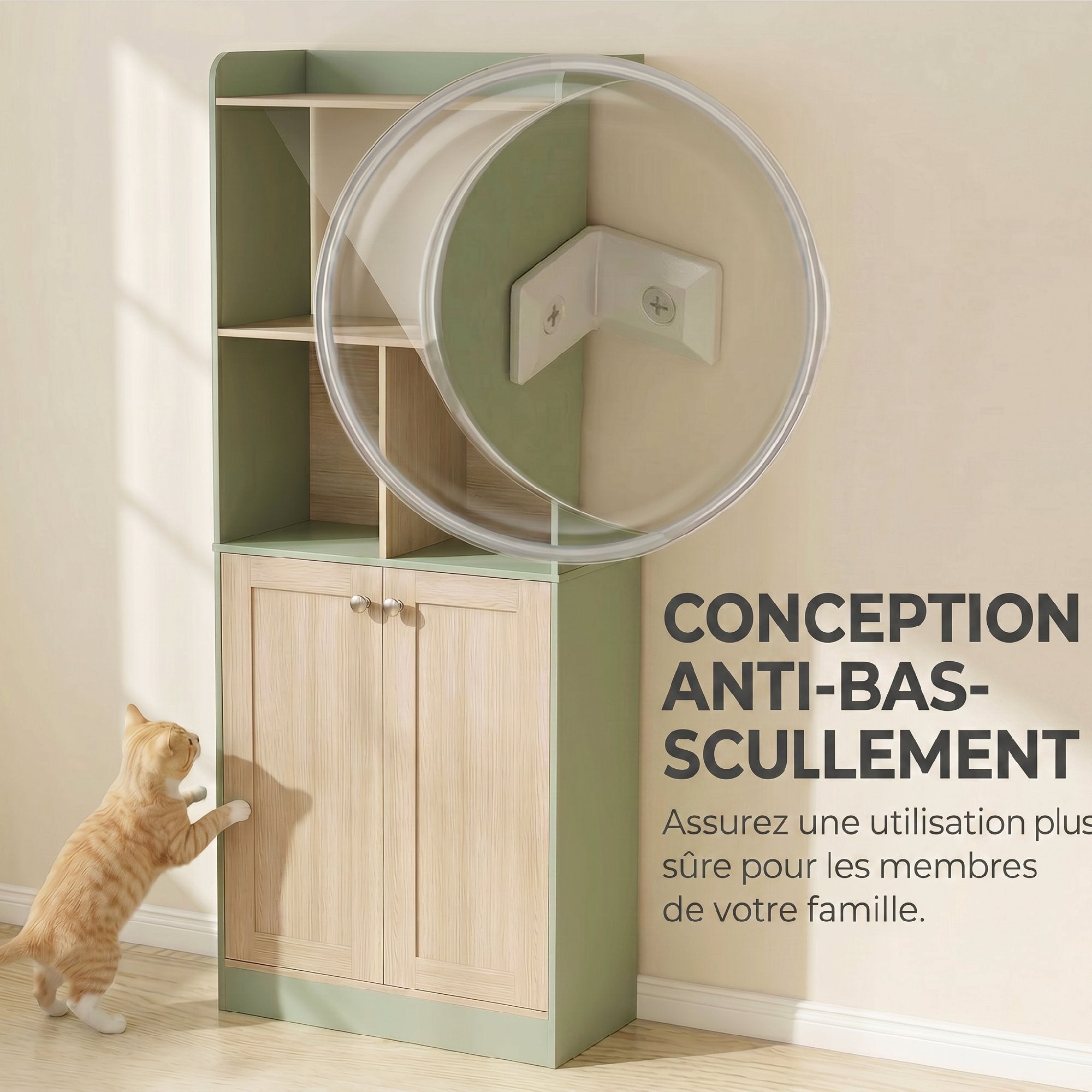 Bibliothèque à 5 niveaux, meuble de rangement, étagère à livres 60 x 30 x 161,2 cm avec 2 portes, étagère de rangement pour salon, chambre, bureau, vert et bois naturel