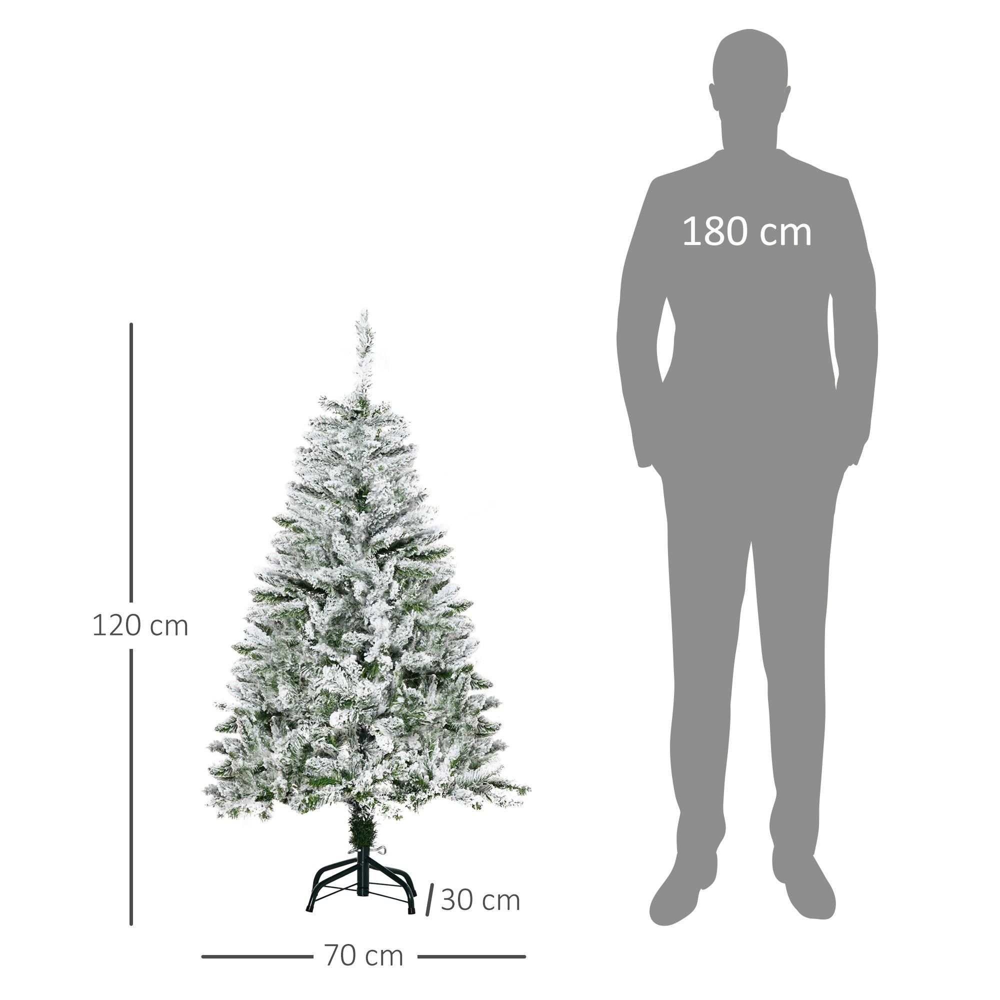 Sapin de Noël Artificiel enneigé 120H cm 200 Branches épines Imitation Nordmann Grand réalisme