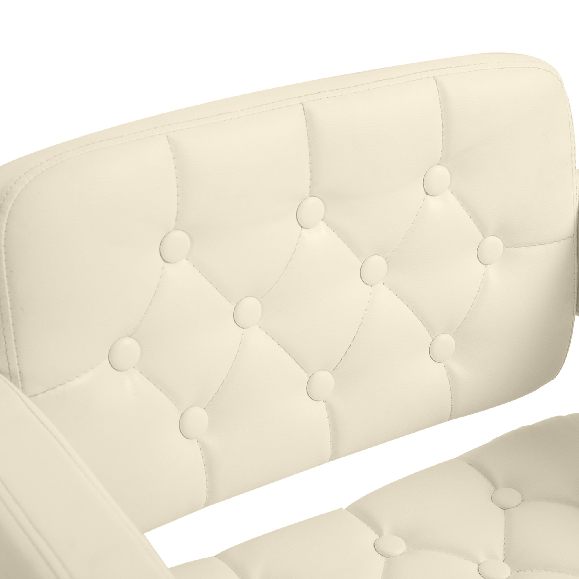 Tabouret de bar pivotant à 360°, chaise de bar réglable en hauteur avec dossier rembourrée, repose-pieds et accoudoirs, chaise haute cuisine en PU et métal pour salle à manger, comptoir, blanc