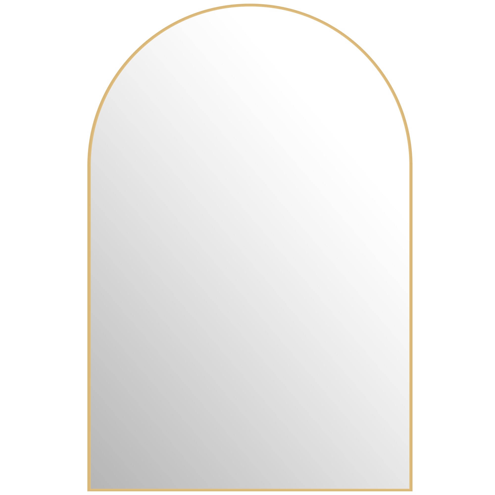 Miroir mural arqué, miroir de salle de bain, 60 x 90 cm, haute définition, avec cadre en alliage d'aluminium, pour chambre, salon, entrée, or