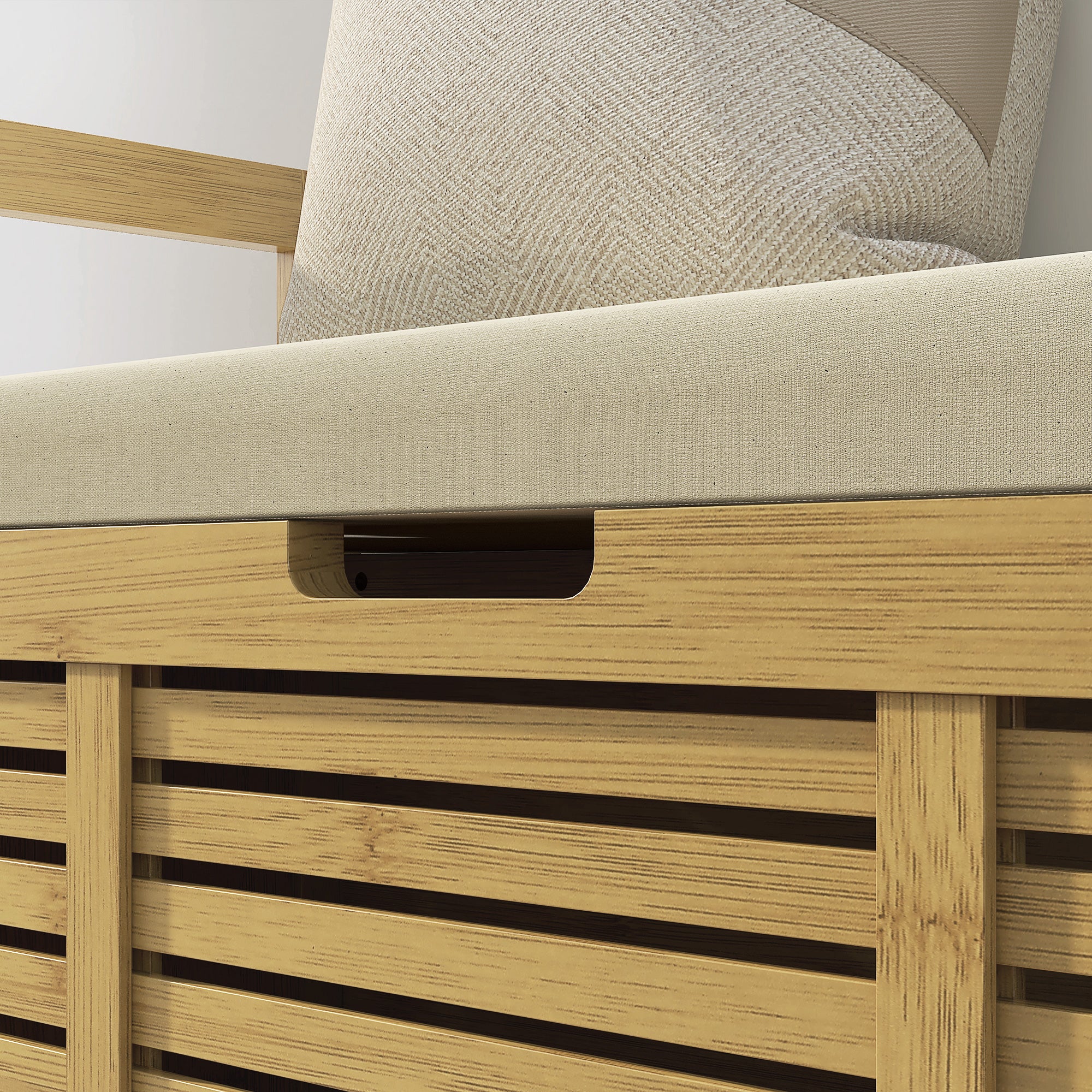 Banc de rangement Banc à Chaussures avec coussin d'assise, coffre de rangement caché sous l'assise, avec accoudoir, bambou, pour salon, entrée, chambre, 100 x 40 x 60 cm, naturel