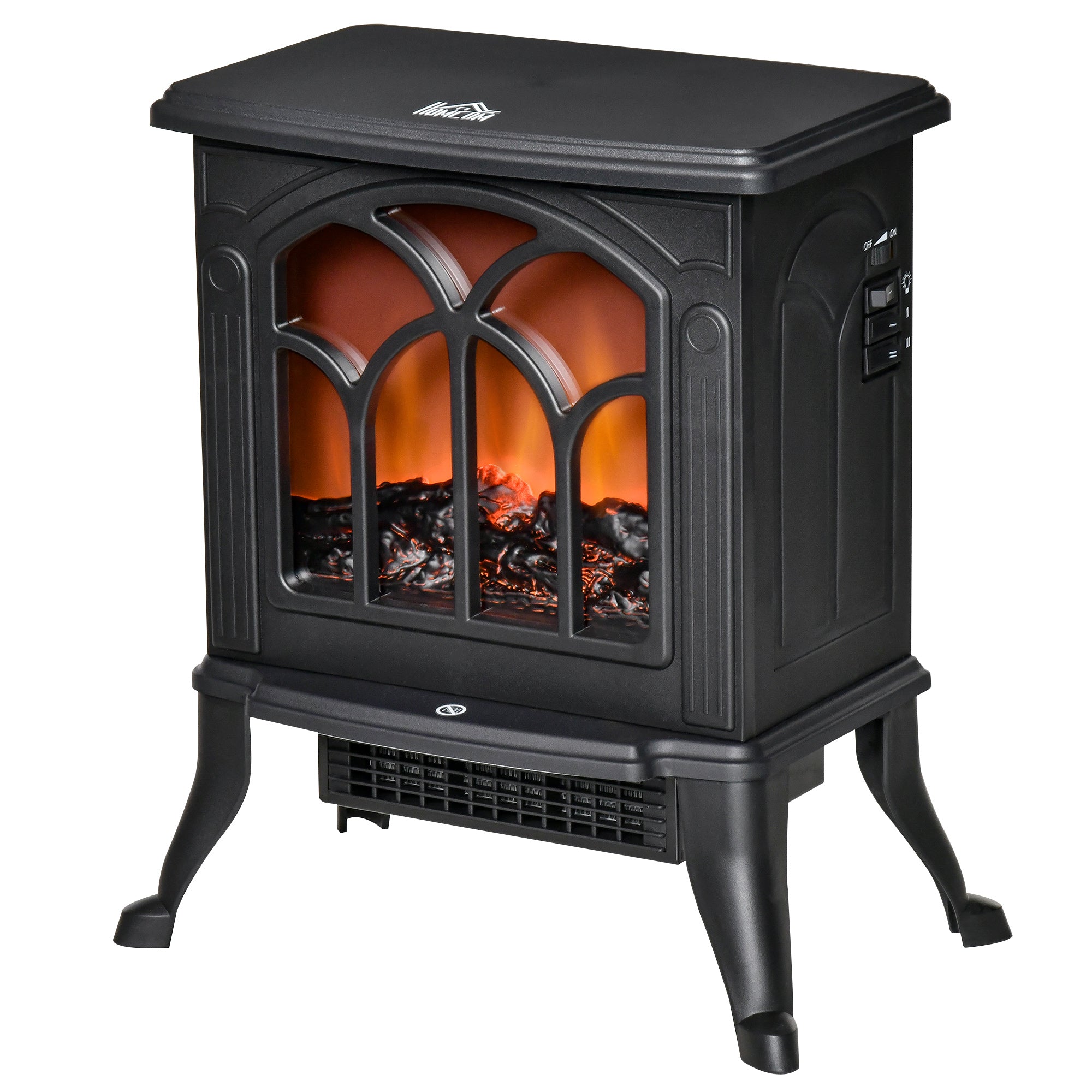Cheminée électrique sur pied 750/1500 W, fausse cheminée décorative avec effet flamme LED, protection contre la surchauffe, zone de couverture 15-20 m², noir