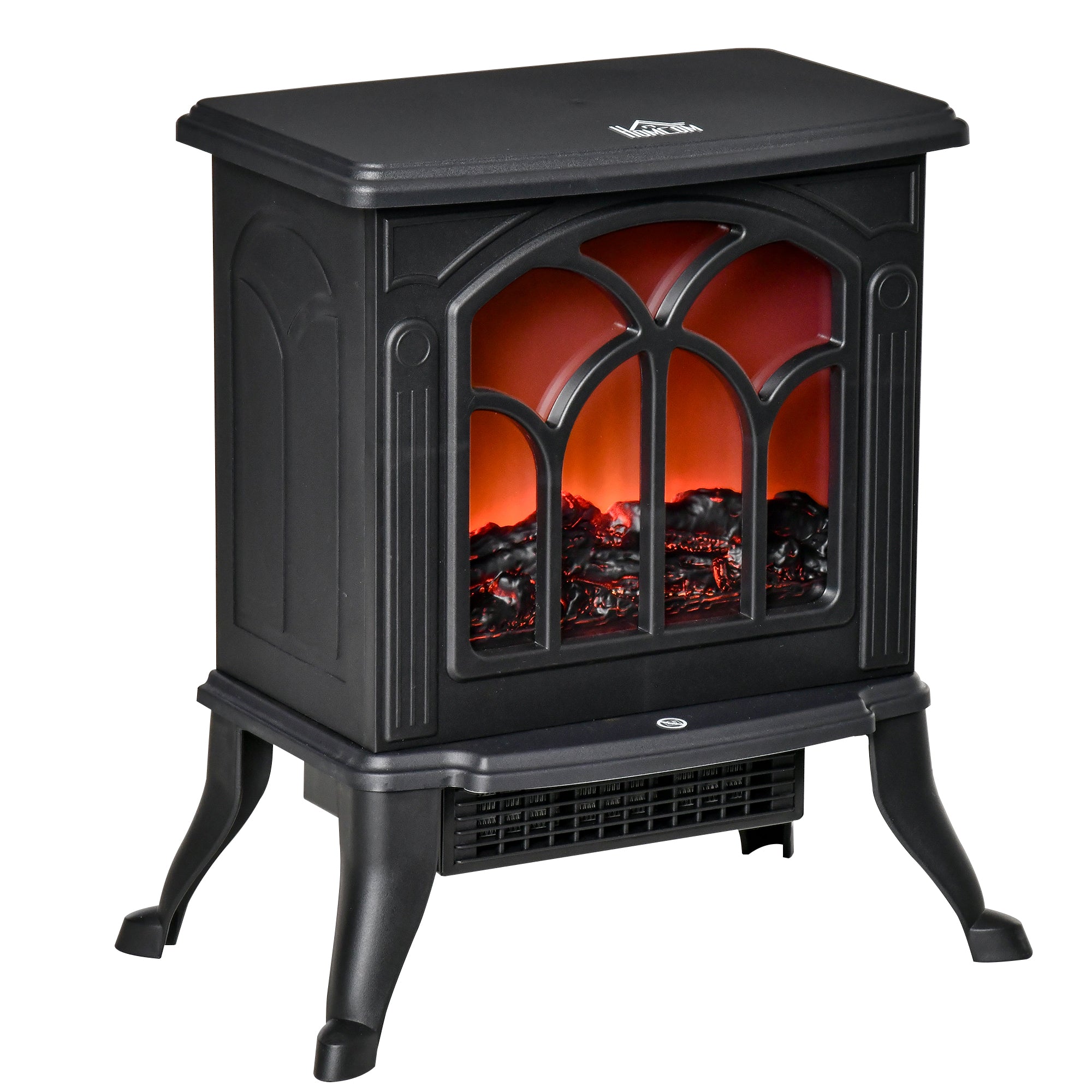 Cheminée électrique sur pied 750/1500 W, fausse cheminée décorative avec effet flamme LED, protection contre la surchauffe, zone de couverture 15-20 m², noir