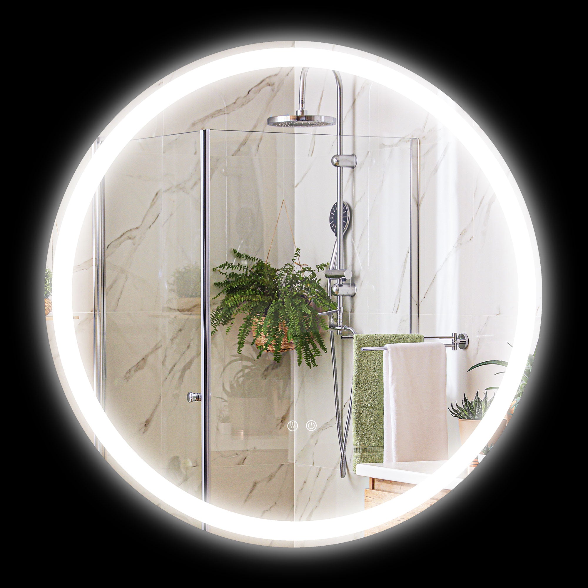 Miroir salle de bain avec éclairage Ø 60 cm miroir rond lumineux 3 couleurs interrupteur tactile système antibuée 29W blanc argent