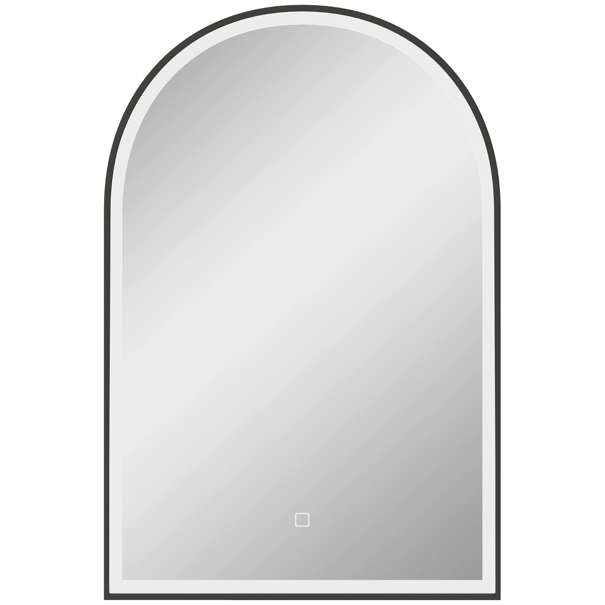 Miroir salle de bain 90 x 60 cm, miroir mural arqué, miroir salle de bain avec éclairage LED, lumière réglable 3 couleurs, anti-buée, mémoire, interrupteur tactile, cadre en aluminium - noir