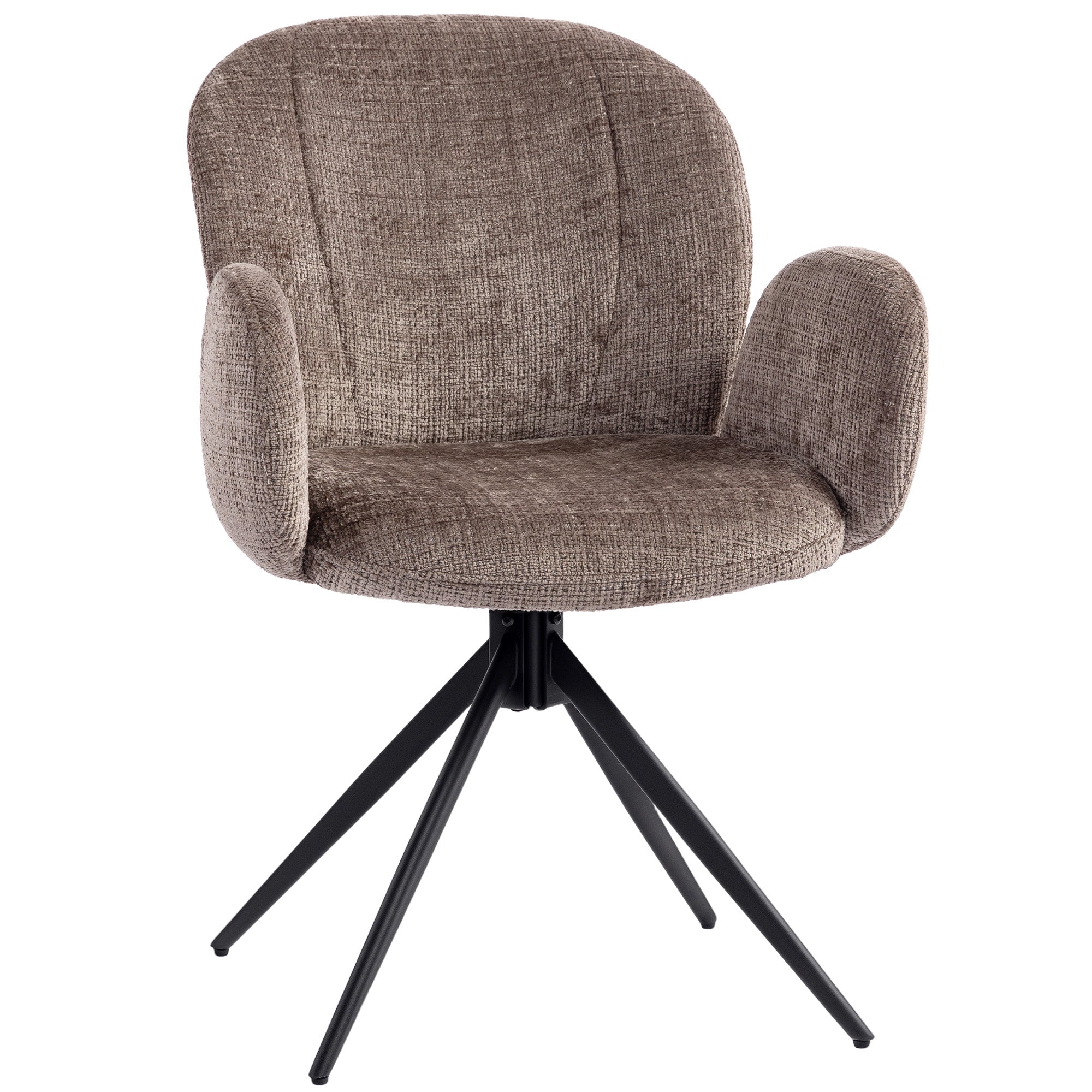 Chaise bureau ergonomique, fauteuil de bureau avec siège pivotant à retour automatique, dossier et accoudoirs rembourrés, tissu aspect lin, pour salon, chambre, télétravail, brun clair