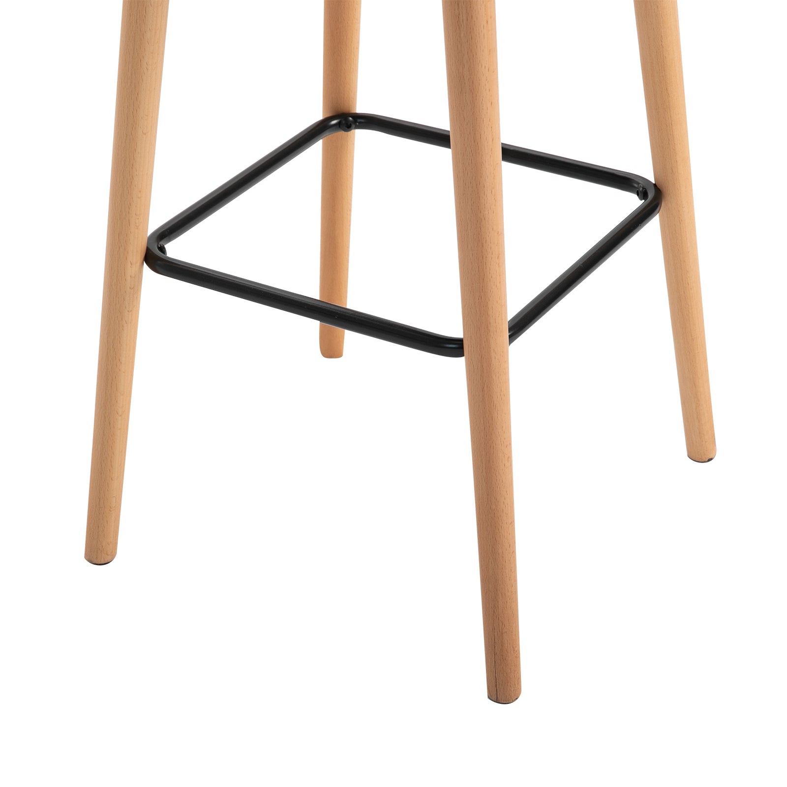 Tabourets de Bar Design scandinave - Lot de 2 tabourets de Bar Grand Confort avec Repose-Pieds et accoudoirs - Bois massif Lin Beige