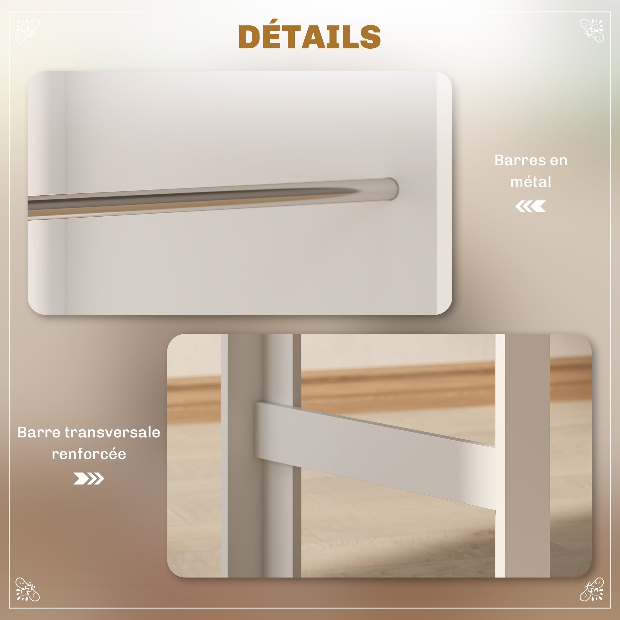 Table de bar table haute de cuisine mange-debout comptoir - dim. 112L x 57l x 106H cm - 3 étagères - aspect chêne clair blanc