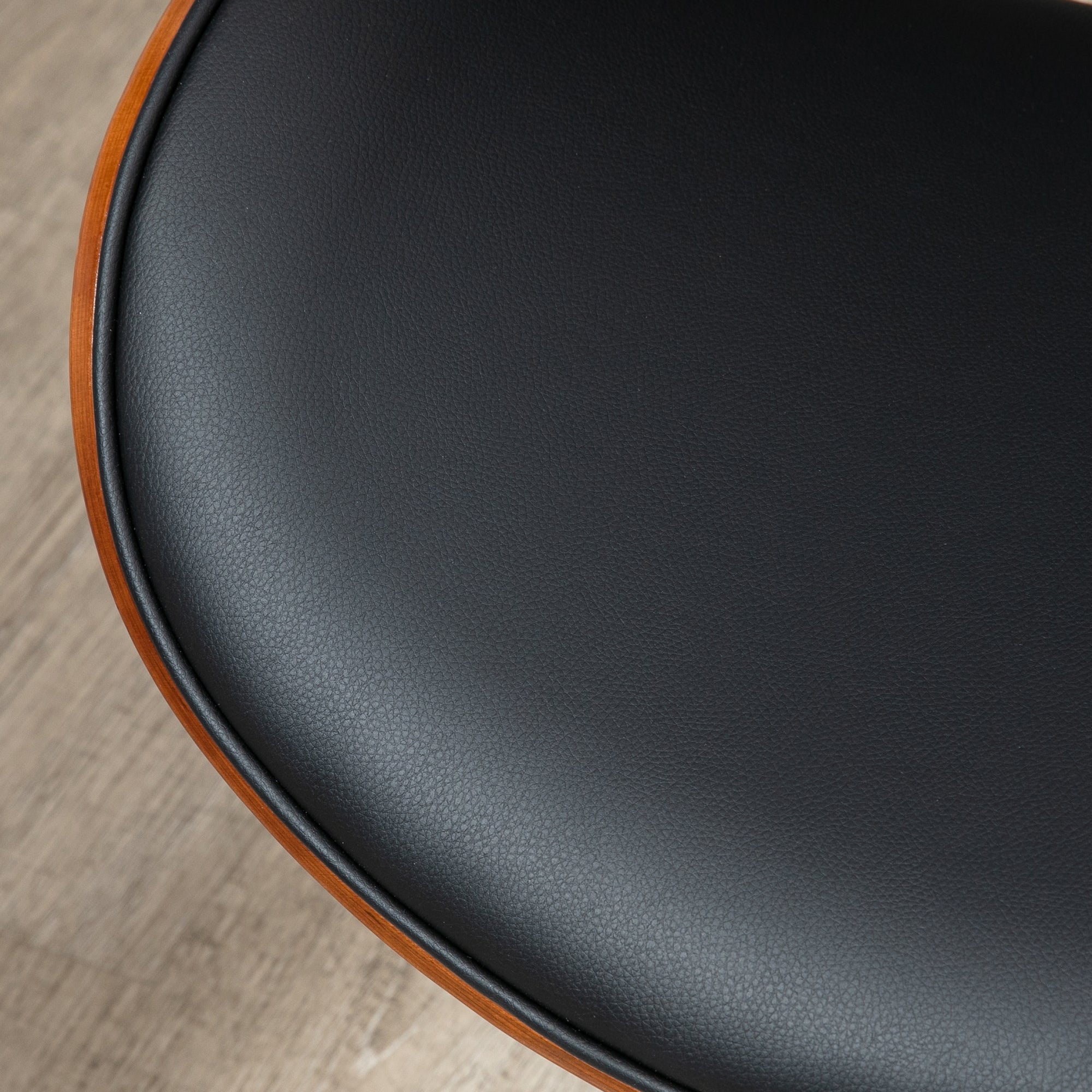 Chaise de bureau design vintage hauteur réglable siège pivotant 360° piètement chromé Bois peuplier revêtement synthétique 53L x 53P x 77-87H cm noir