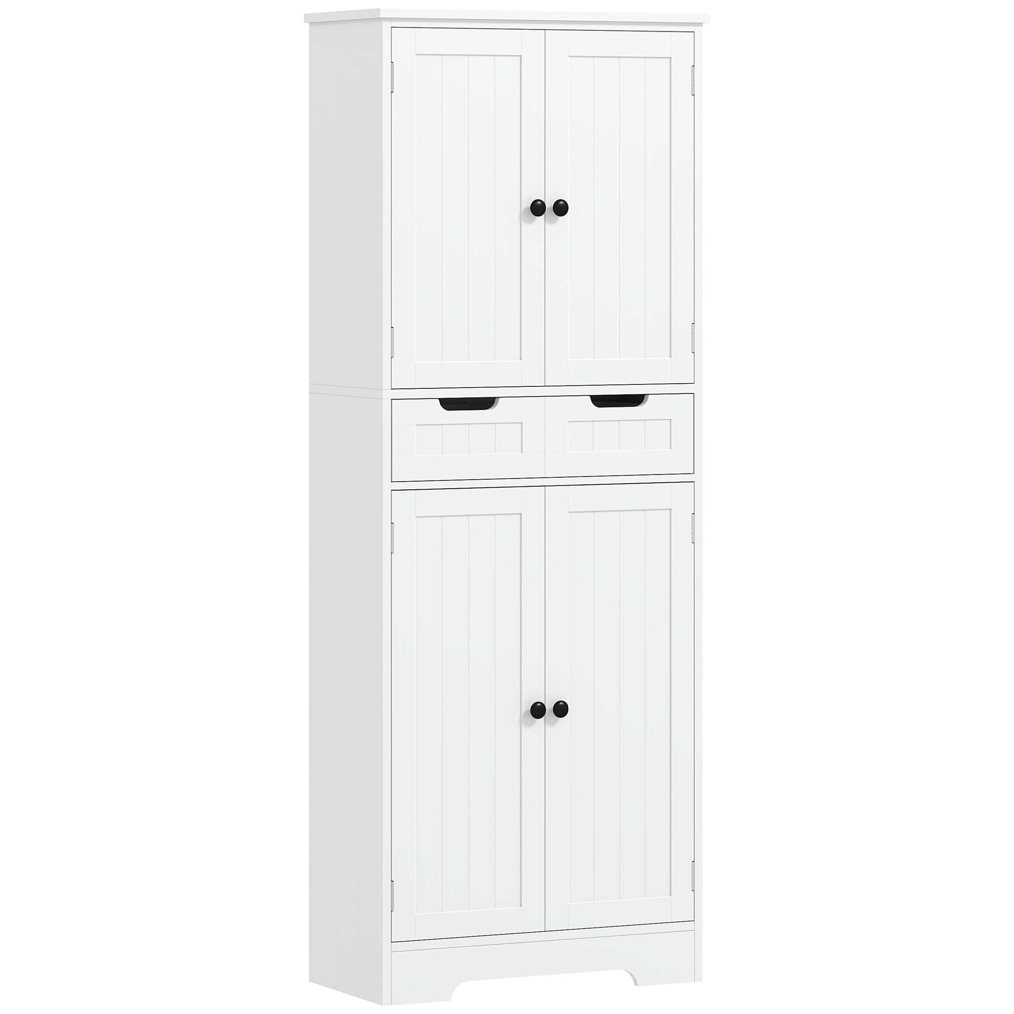 Meuble de salle de bain, meuble de rangement, colonne salle de bain avec tiroir et 4 portes, style moderne, pour salon, chambre, cuisine, 60 x 30 x 160 cm, blanc