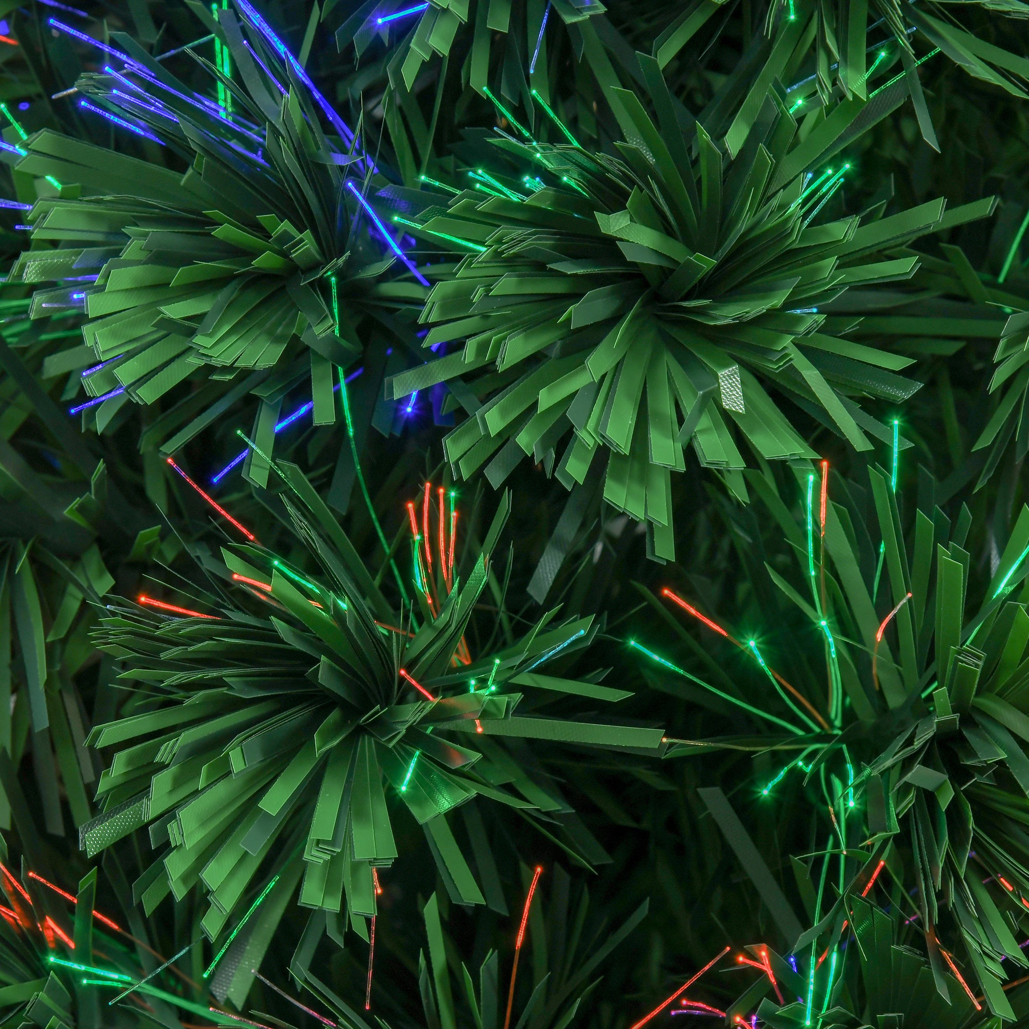 Sapin de Noël Artificiel Lumineux 90H cm Fibre Optique LED Multicolore + Support Pied 90 Branches étoile Sommet Brillante Vert