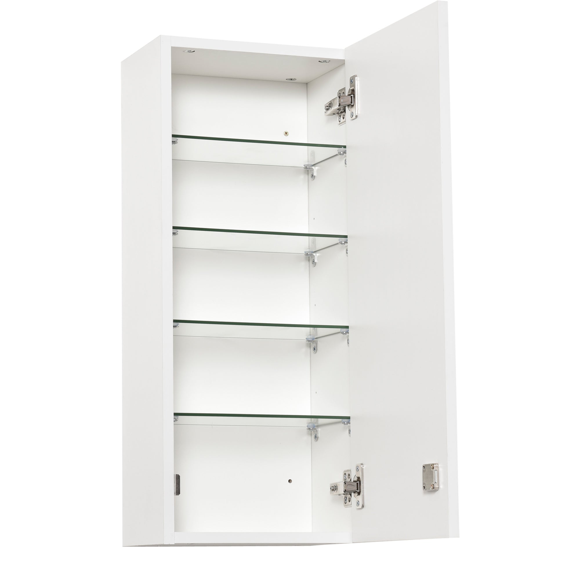 Armoire à pharmacie murale avec serrure, 5 étagères et tablettes réglables, bois et verre, blanc, 30x20x70cm