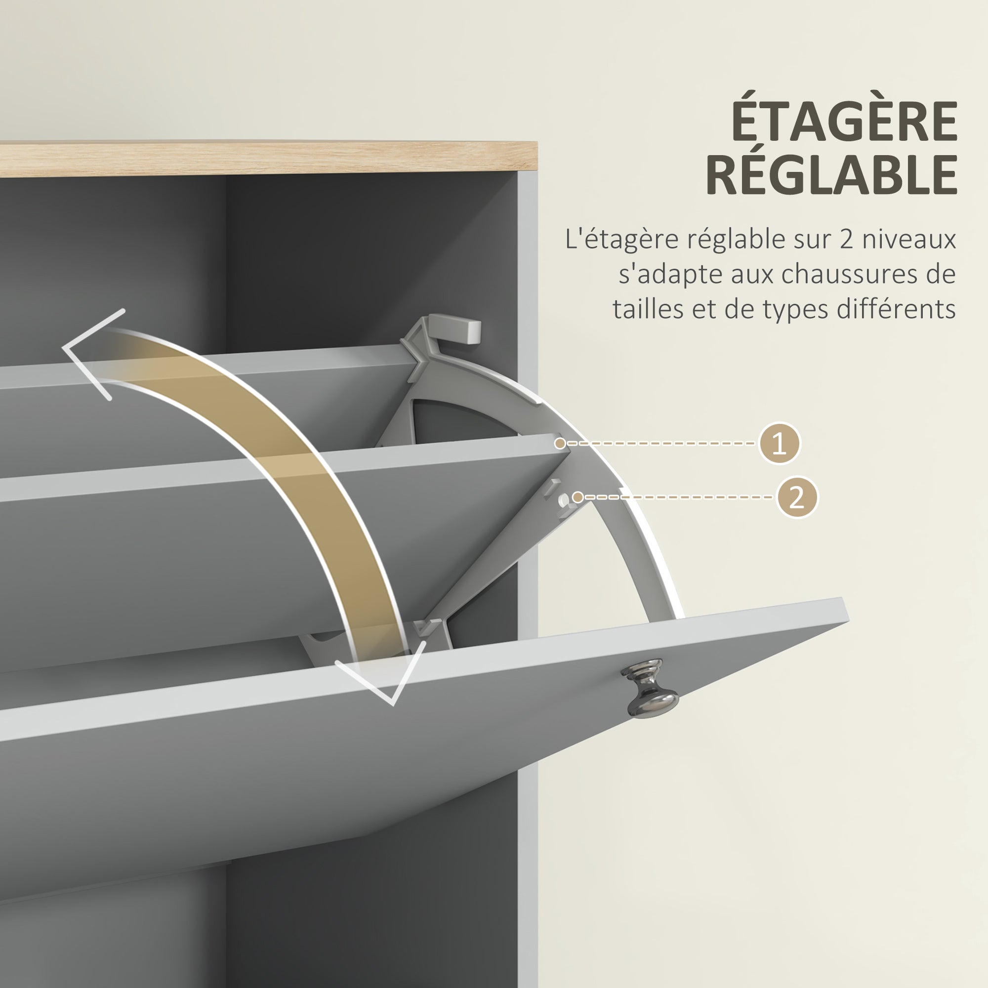 Meuble à chaussures 24 paires, armoire à chaussures étroite, meuble d'entrée avec 3 tiroirs rabattables et étagères réglables, pour couloir et entrée, 80x23,5x121cm, gris