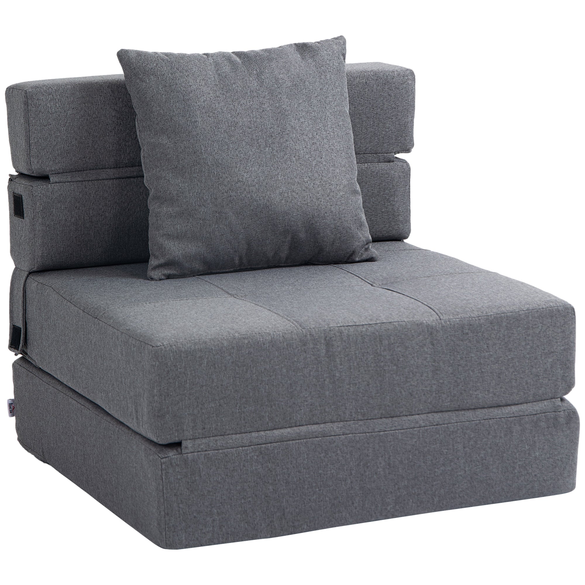 Fauteuil convertible 1 place fauteuil lit chauffeuse 1 place - coussin déhoussable inclus - chaise de sol pour invités, salon, charge 120 kg, gris foncé
