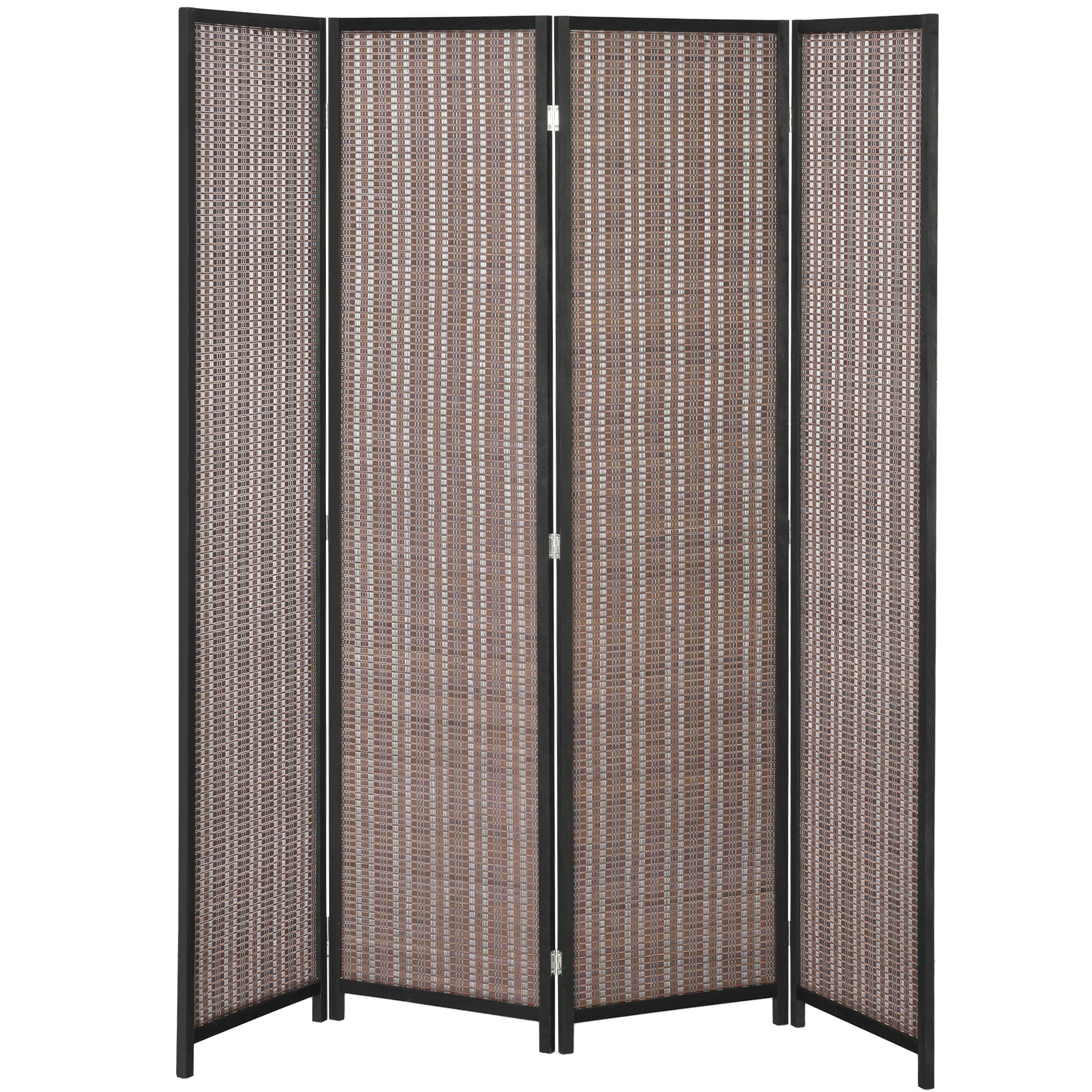 Paravent interieur en bois 4 panneaux 180 x 180 cm séparateur de pièce pliable cloison de séparation pour salon chambre à coucher maison, marron