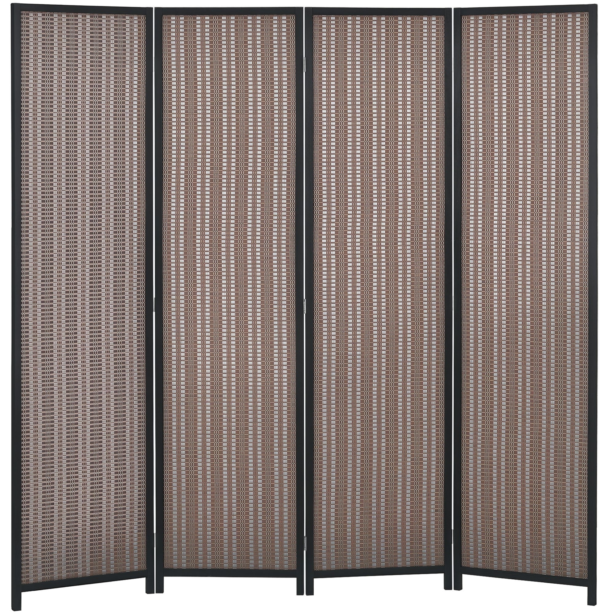 Paravent interieur en bois 4 panneaux 180 x 180 cm séparateur de pièce pliable cloison de séparation pour salon chambre à coucher maison, marron