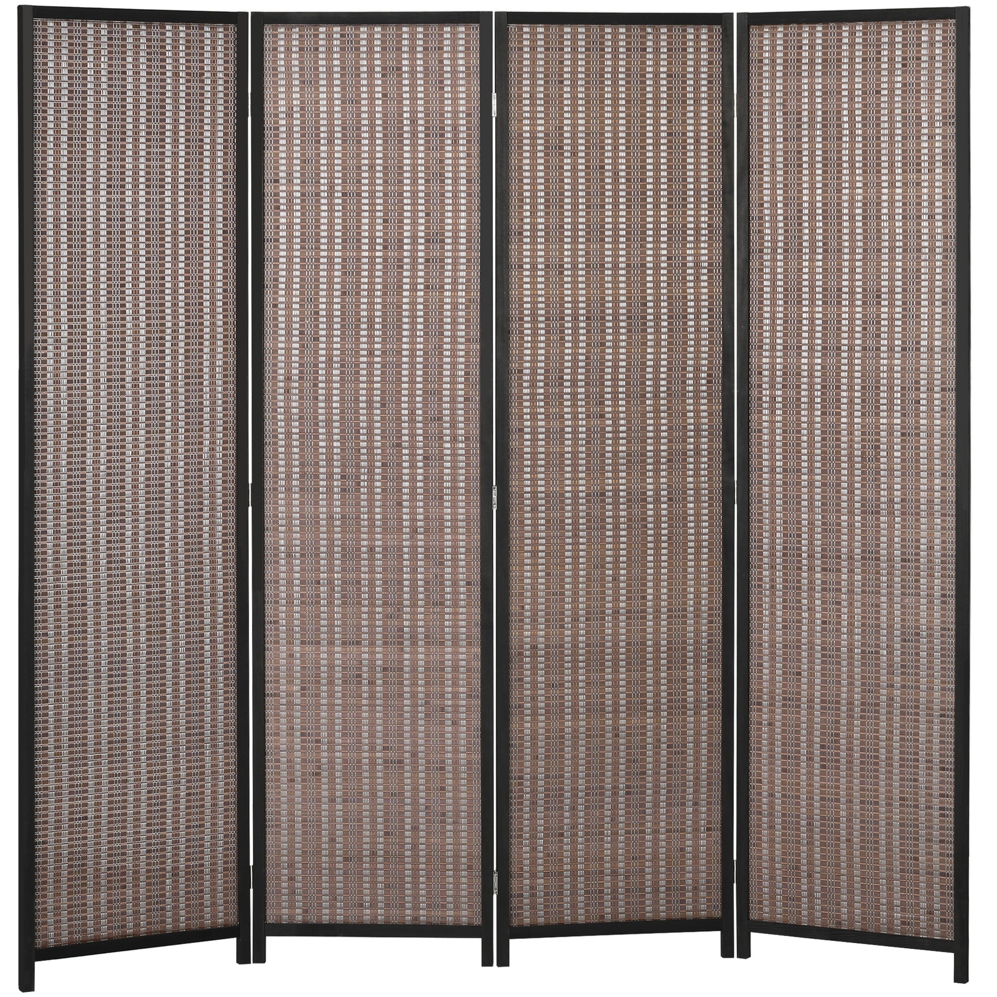 Paravent interieur en bois 4 panneaux 180 x 180 cm séparateur de pièce pliable cloison de séparation pour salon chambre à coucher maison, marron