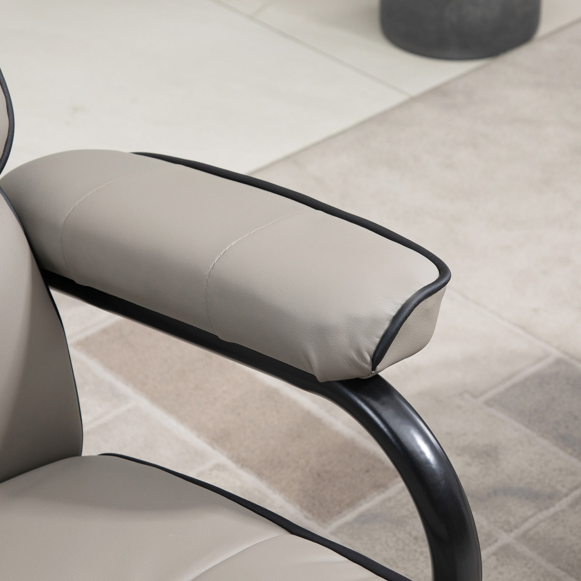 Fauteuil relax avec pouf, fauteuil TV avec dossier inclinable, siège pivotant à 360°, assise rembourrée confortable, jusqu'à 130 kg, pour salon, chambre, gris