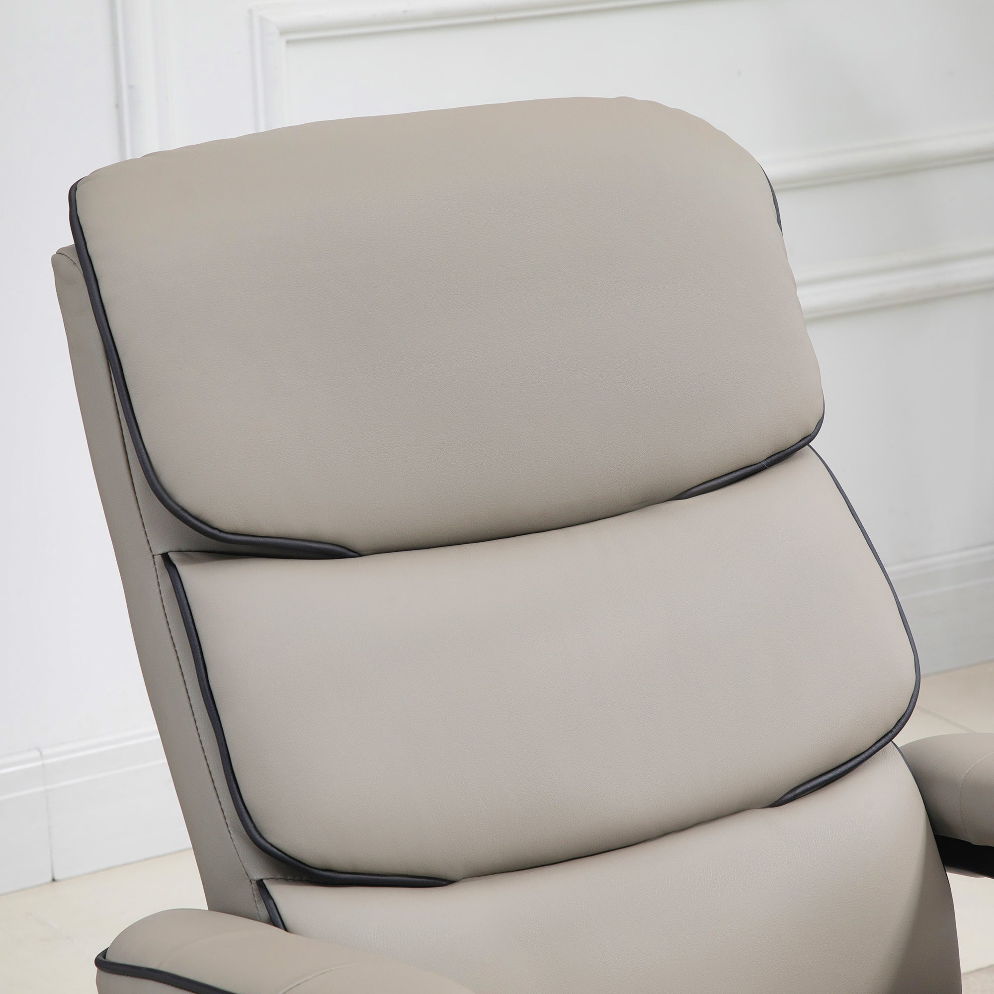 Fauteuil relax avec pouf, fauteuil TV avec dossier inclinable, siège pivotant à 360°, assise rembourrée confortable, jusqu'à 130 kg, pour salon, chambre, gris