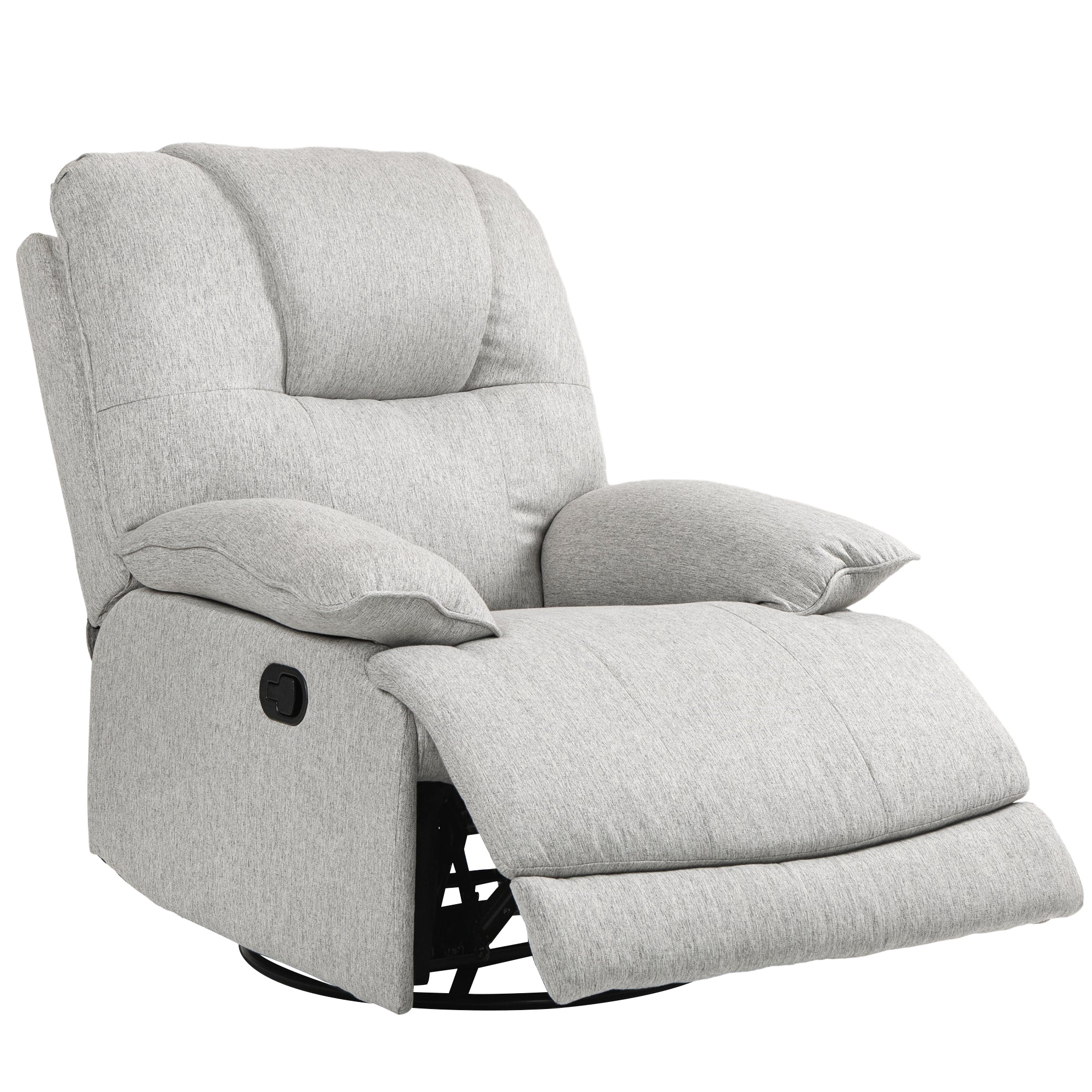 Fauteuil de relaxation fauteuil relax de salon inclinable manuellement 145° avec repose-pied en tissu aspect lin design moderne gris clair