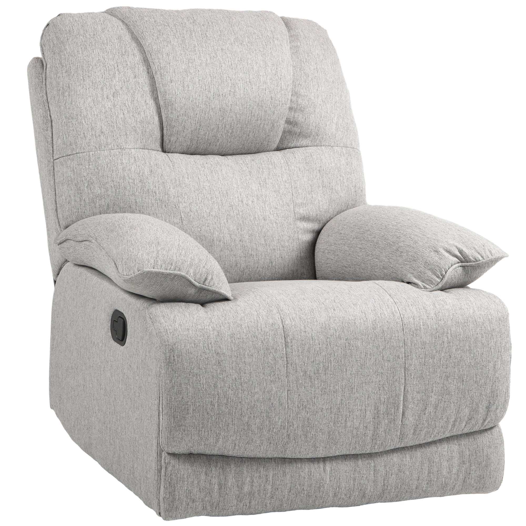 Fauteuil de relaxation fauteuil relax de salon inclinable manuellement 145° avec repose-pied en tissu aspect lin design moderne gris clair