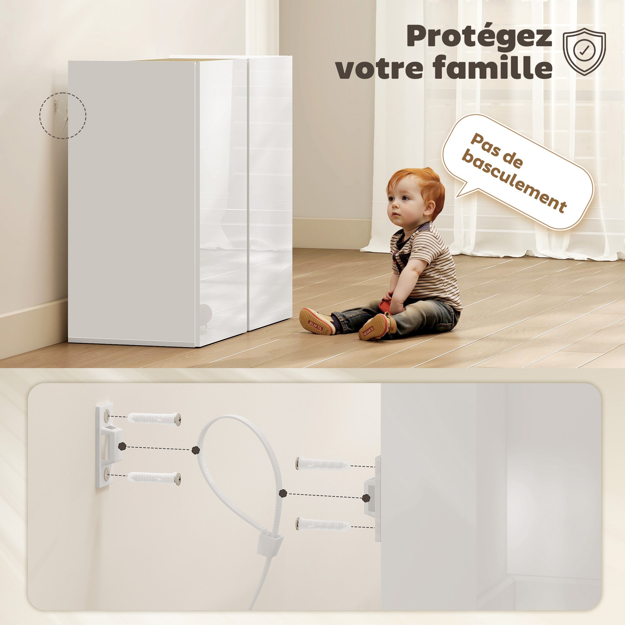 Buffet à haute brillance, meuble de rangement avec 2 portes à fermeture amortie et étagère réglable, style moderne, buffet salle à manger, cuisine et salon, 80 x 40 x 80 cm, blanc