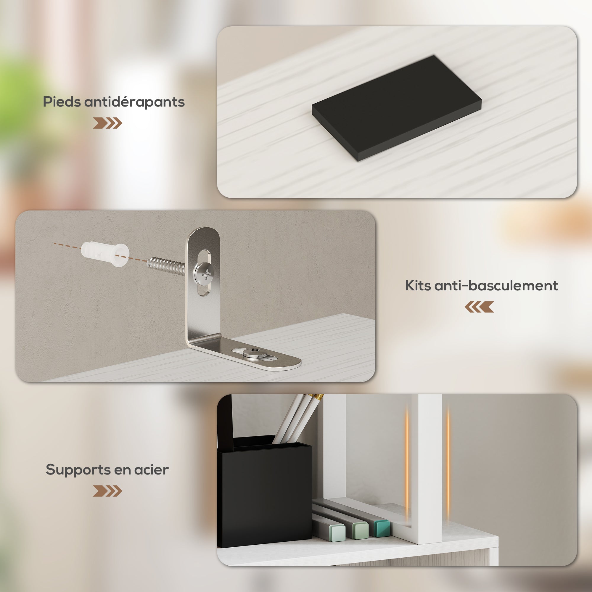 Bibliothèque à 5 niveaux, meuble de rangement en forme de S avec étagères et placard double porte, étagère de rangement pour salon, chambre bureau, 60 x 23,8 x 179,2 cm, blanc