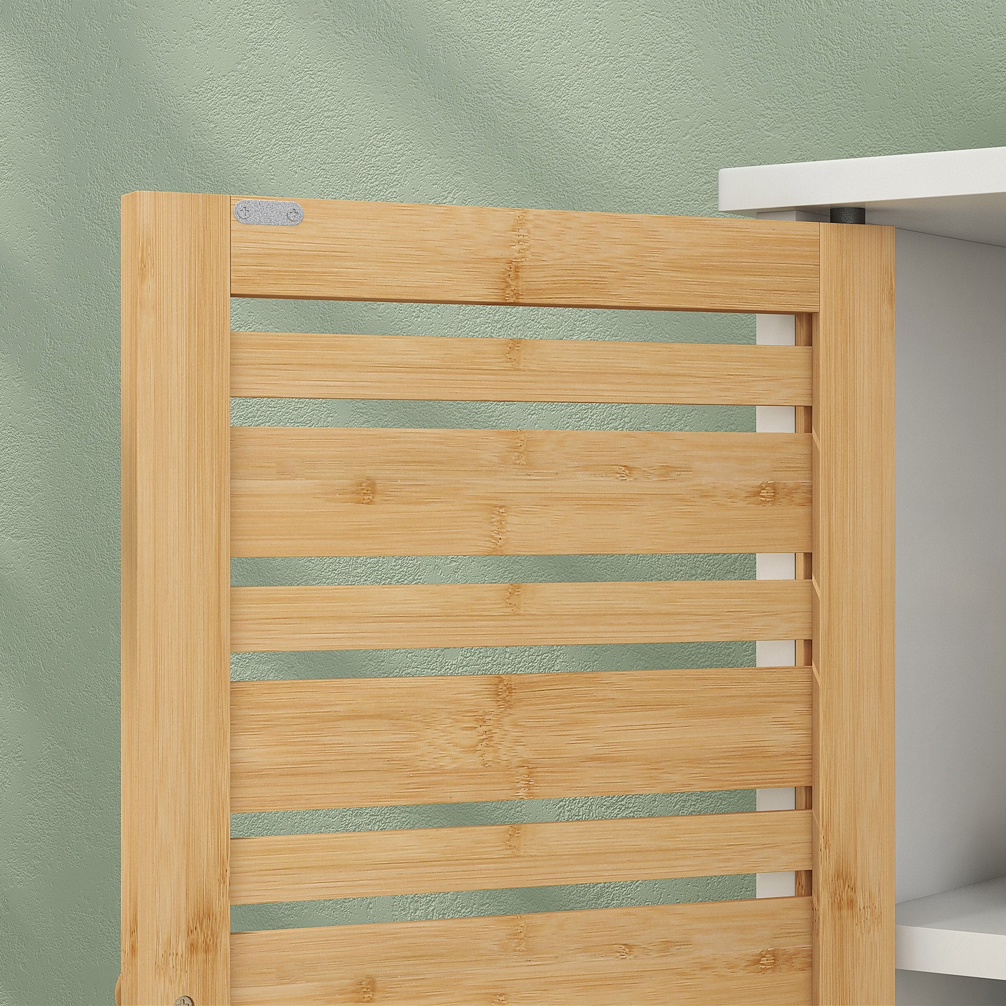 Meuble sous vasque meuble de salle de bain 2 portes avec étagère réglable armoire de rangement pour lavabo 60 x 30 x 60 cm en bambou naturel et blanc