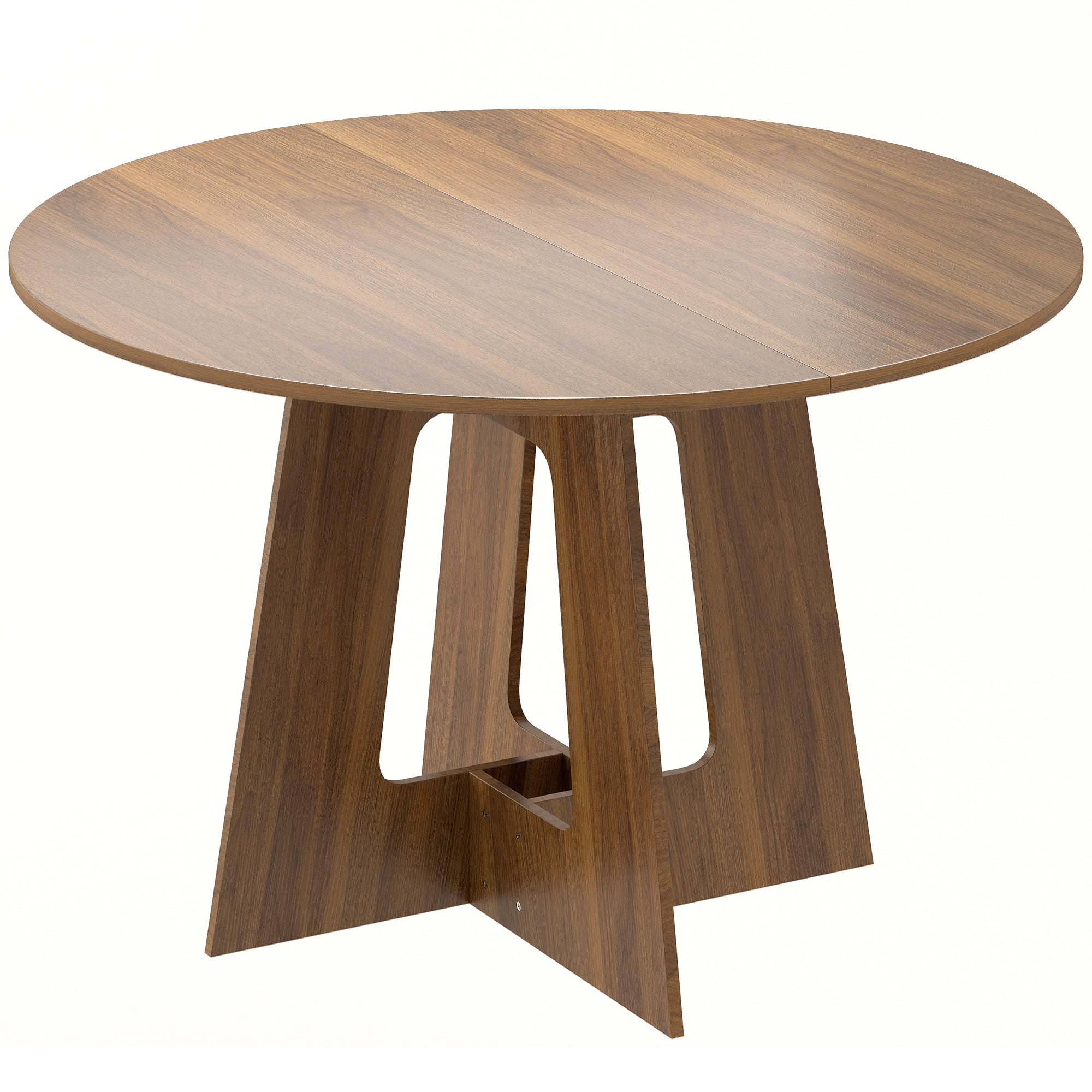 Table à manger ronde pour 4 personnes, Ø 110 x 73,5 cm, table de cuisine avec base croisée, style rustique, pour salon, salle à manger, marron