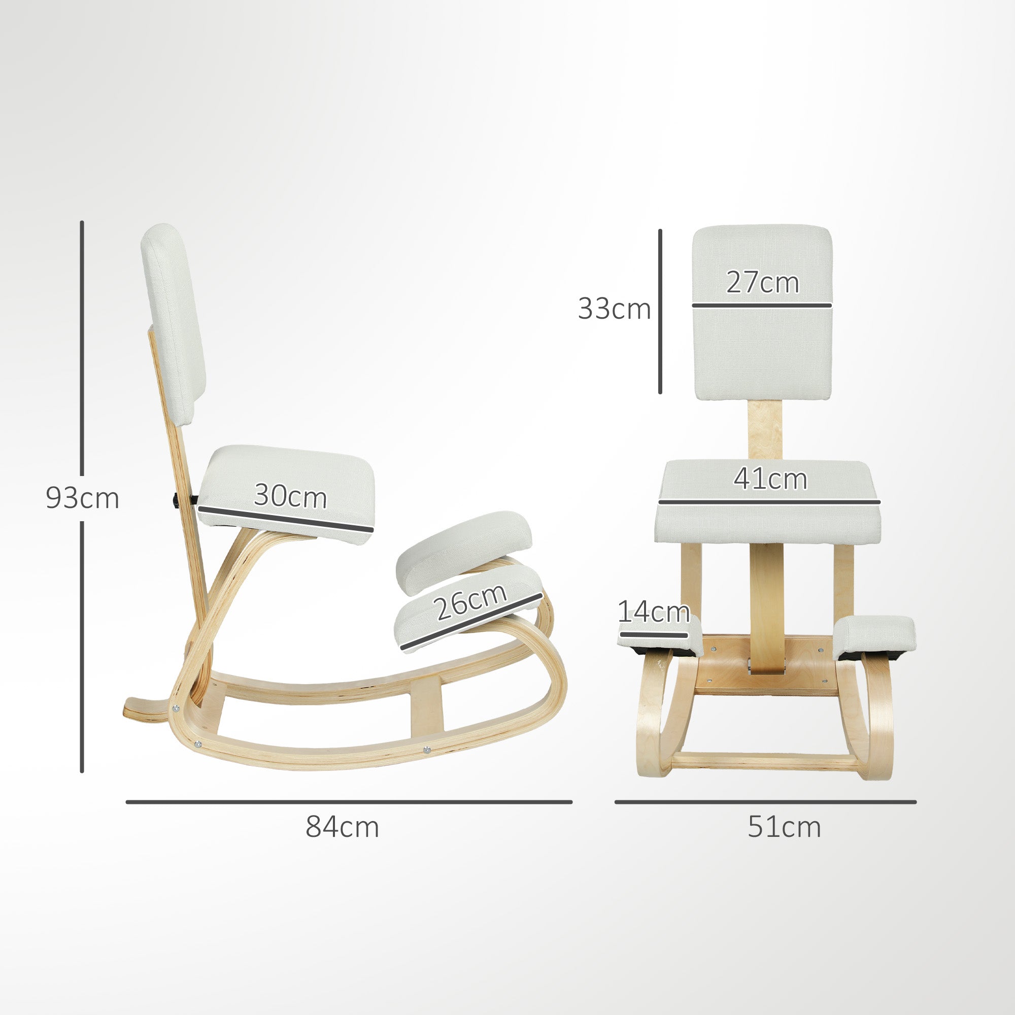 Chaise à genoux ergonomique avec dossier, siège assis genoux à bascule, tabouret ergonomique en bois, tabouret bureau orthopédique, correcteur de posture, soulager les douleurs au dos, crème