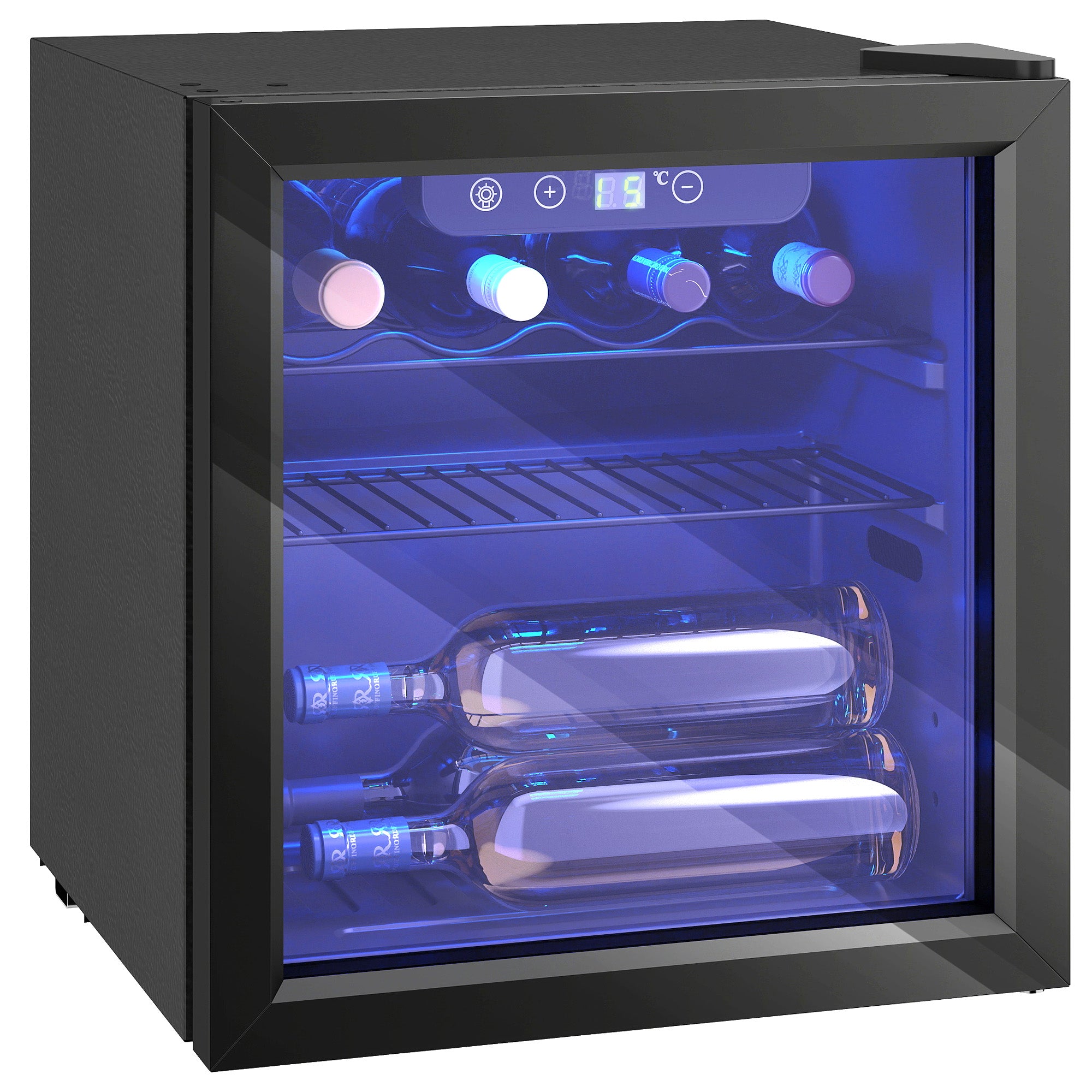 Cave à vin 12 bouteilles 36L, réfrigérateur à vin et boissons avec température réglable 4-16 °C, porte réversible en verre trempé double, éclairage LED et étagère amovible, noir