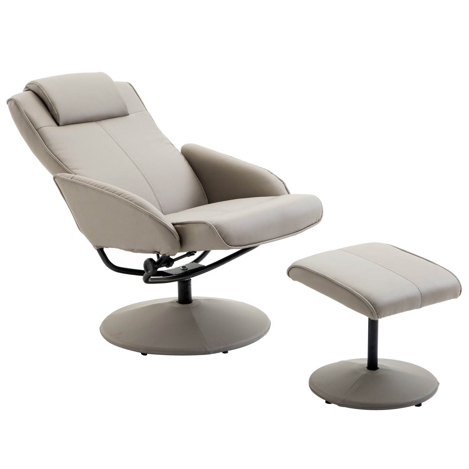 Fauteuil Relax inclinable Style Contemporain avec Repose-Pieds revêtement synthétique Acier Gris