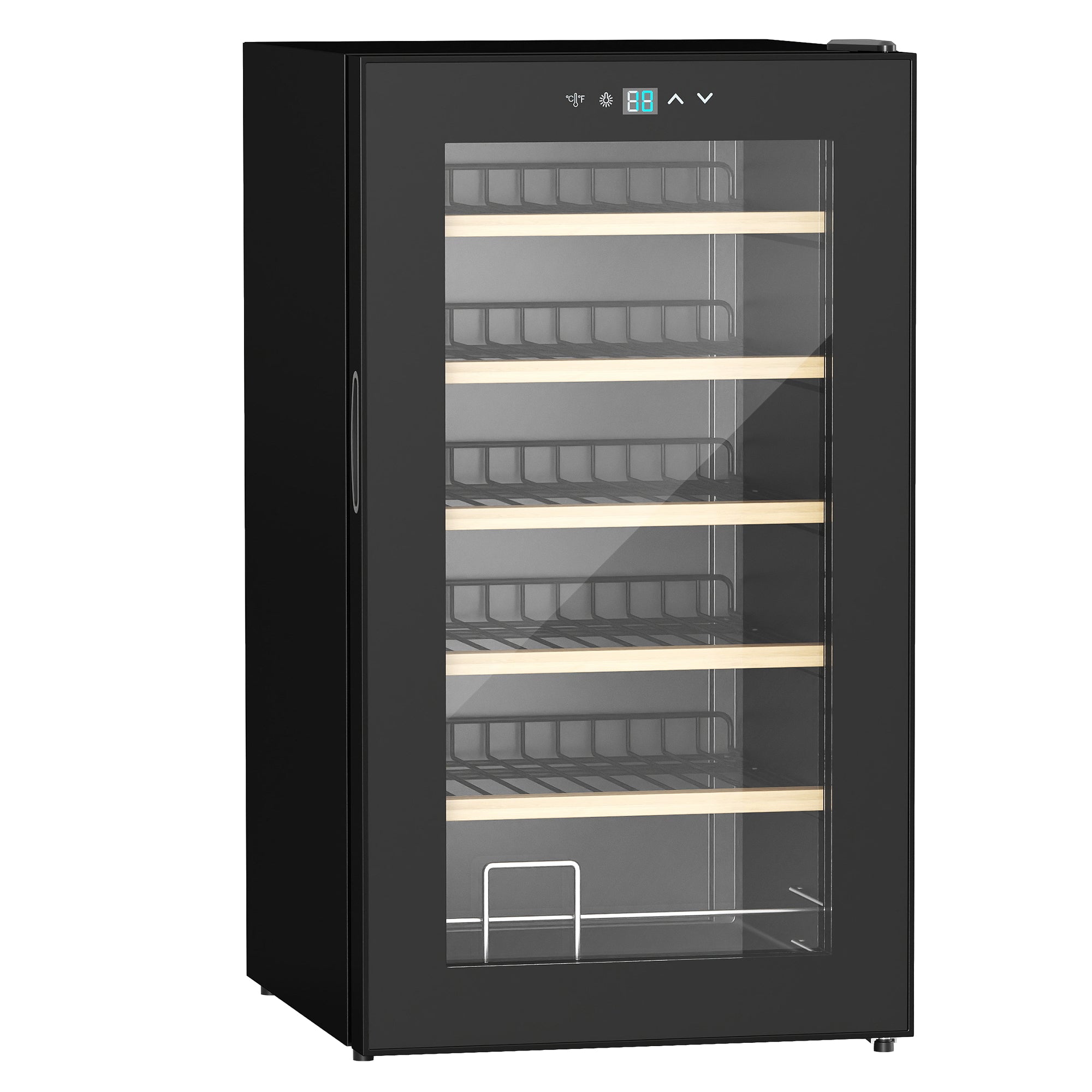 Cave à vin 24 bouteilles 65L, réfrigérateur à vin silencieux température réglable 5-20°, avec éclairage LED, panneau de commande tactile, haute performance 41dB noir
