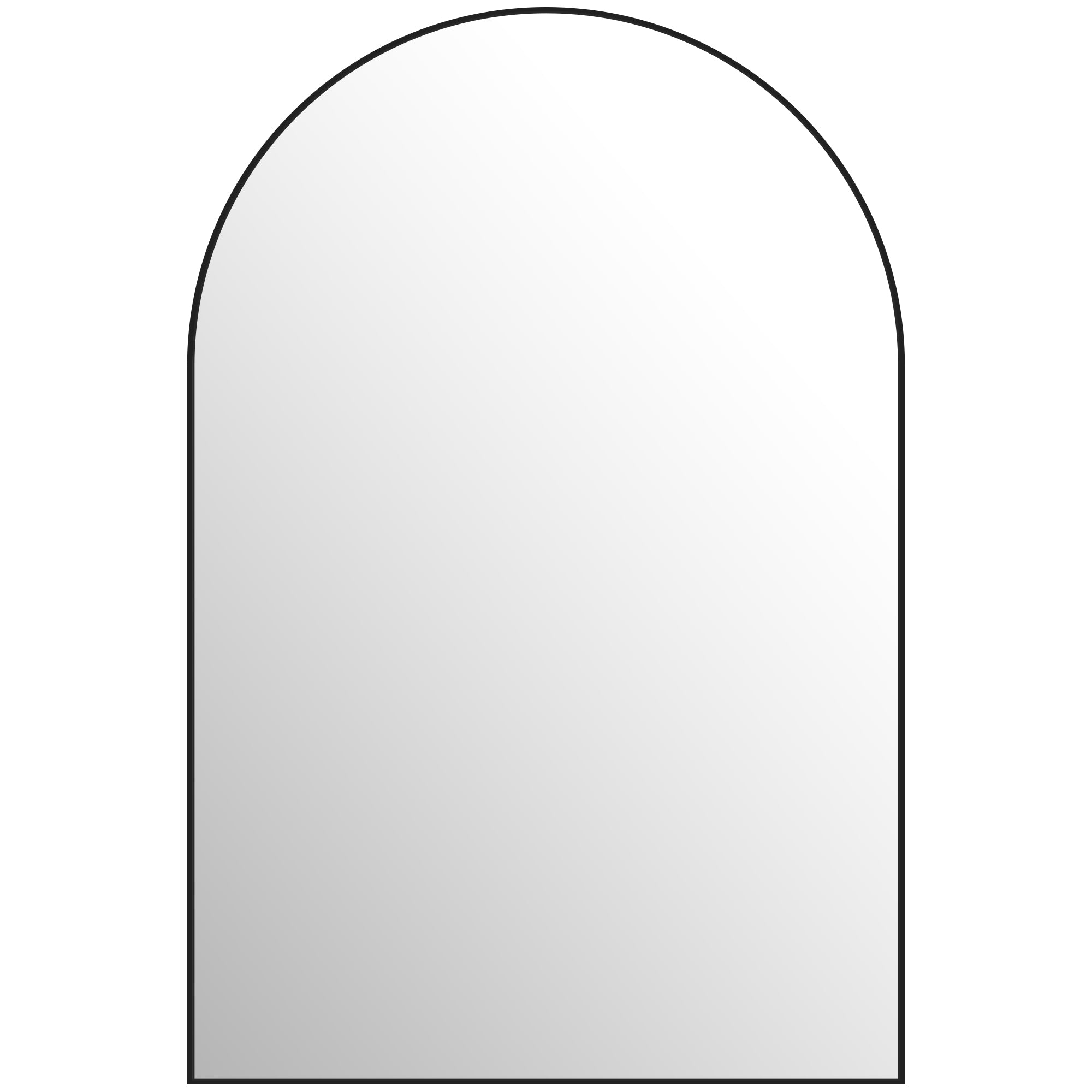 Miroir mural arqué, miroir de salle de bain, 60 x 90 cm, haute définition, avec cadre en alliage d'aluminium, pour chambre, salon, entrée, noir