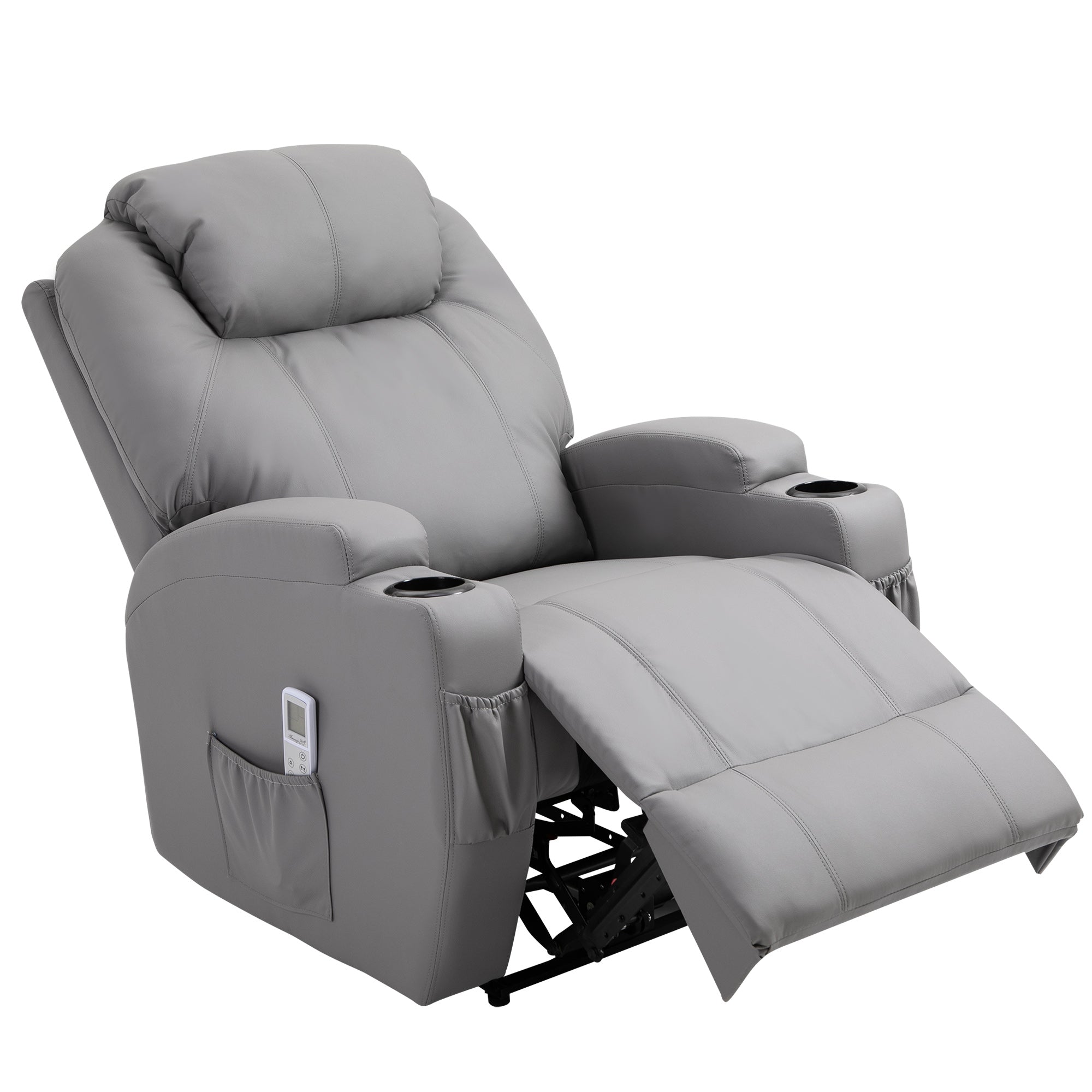 Fauteuil de Massage Inclinable, Chaise de Relaxation avec dossier et repose-pied électrique réglables revêtement synthétique pour Salon, Chambre, Cinéma Maison Gris
