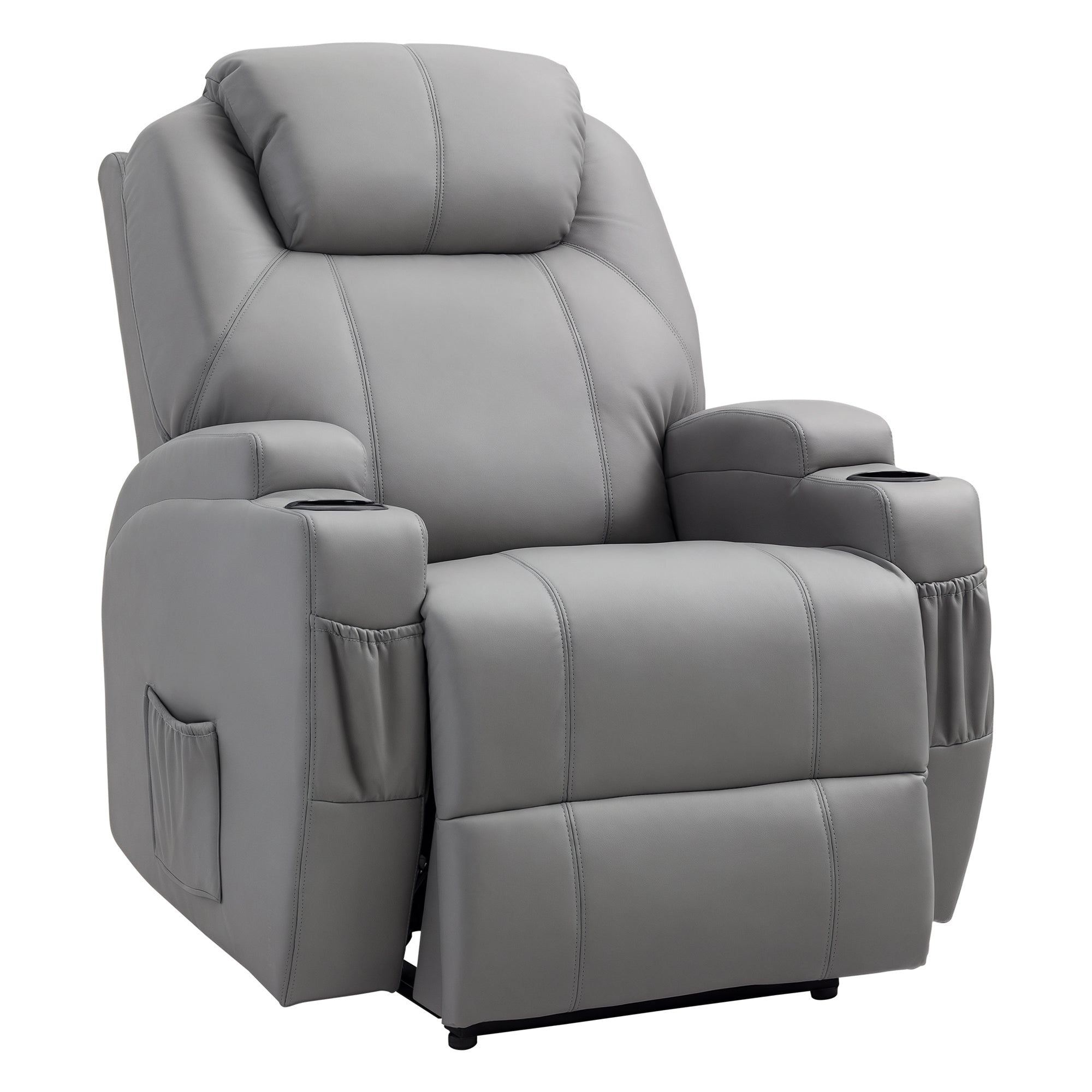 Fauteuil de Massage Inclinable, Chaise de Relaxation avec dossier et repose-pied électrique réglables revêtement synthétique pour Salon, Chambre, Cinéma Maison Gris