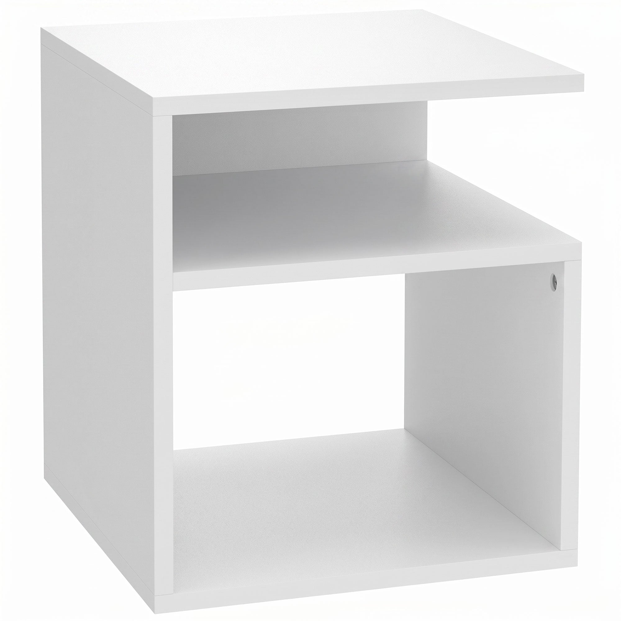 Table d'Appoint, Table Basse Moderne 3 Niveaux avec Étagères Ouvertes, pour Salon, Chambre ou Bureau, 35 x 35 x 41,5 cm, Blanc