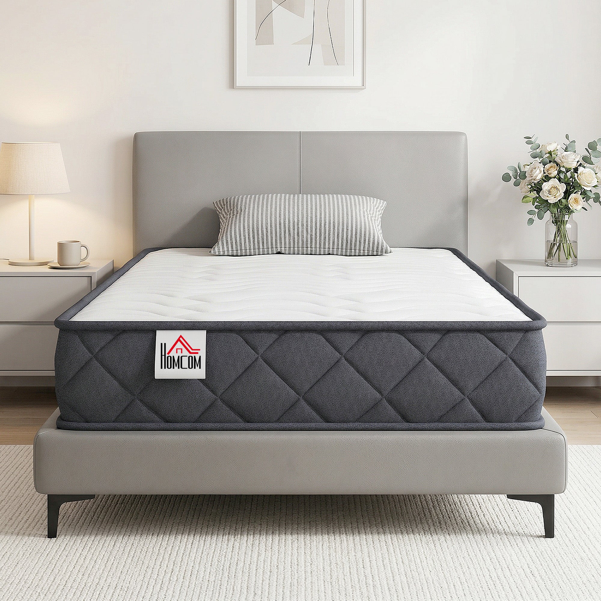 Matelas 90x190cm, Matelas 1 Personnes, Mousse à Mémoire de Forme, 20cm d'Épaisseur, Mousse Découpée en Vagues et Bords Renforcés, Certifié Oeko-Tex, Fermeté Moyenne