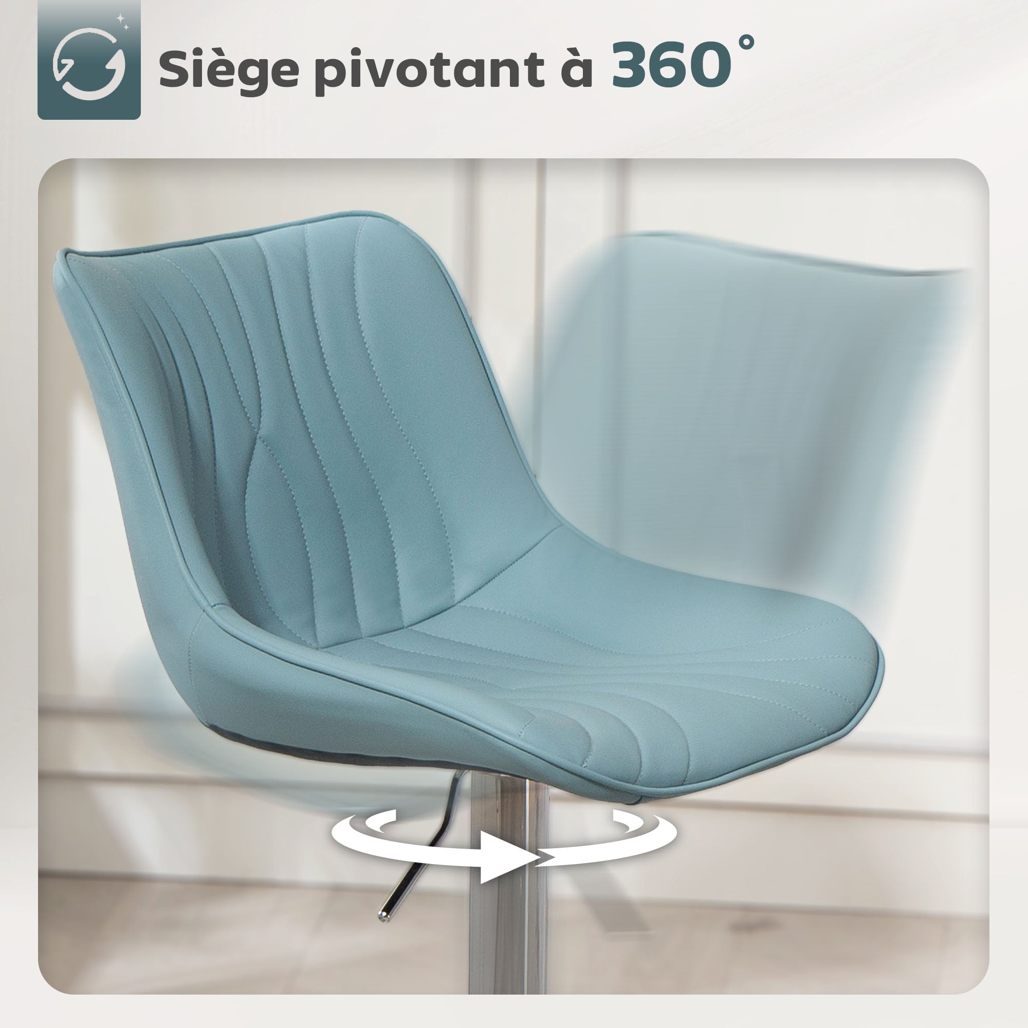 Lot de 2 tabourets de bar, chaises de bar, structure en acier, hauteur réglable 92-110 cm, chaises hautes avec dossier et repose-pieds, design moderne, siège en polyuréthane, bleu foncé