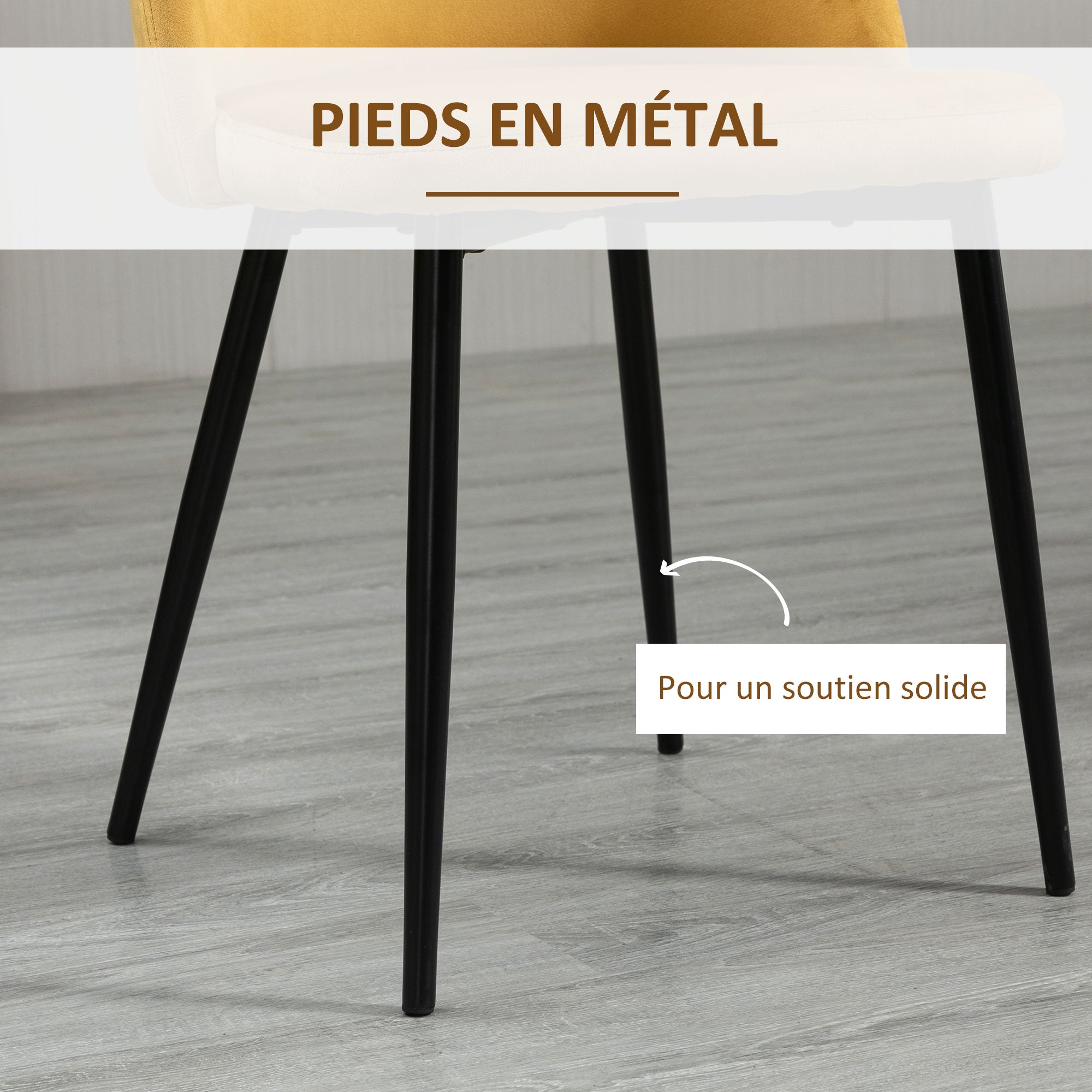 Lot de 4 chaises salle à manger chaise de cuisine scandinave chaise en velours rembourrée avec pieds effilés en métal, pour salon, salle à manger, multicolore
