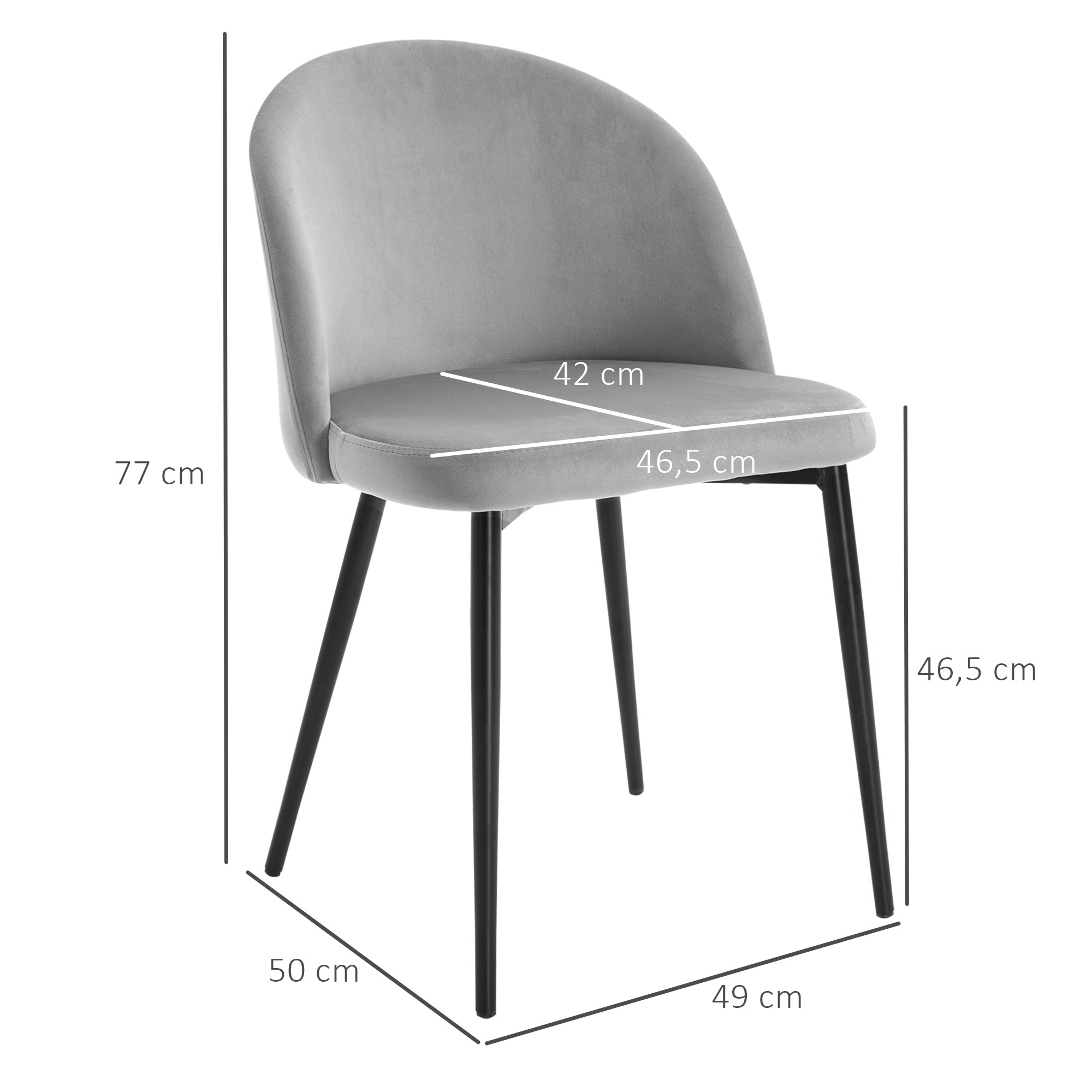 Lot de 4 chaises salle à manger chaise de cuisine scandinave chaise en velours rembourrée avec pieds effilés en métal, pour salon, salle à manger, multicolore