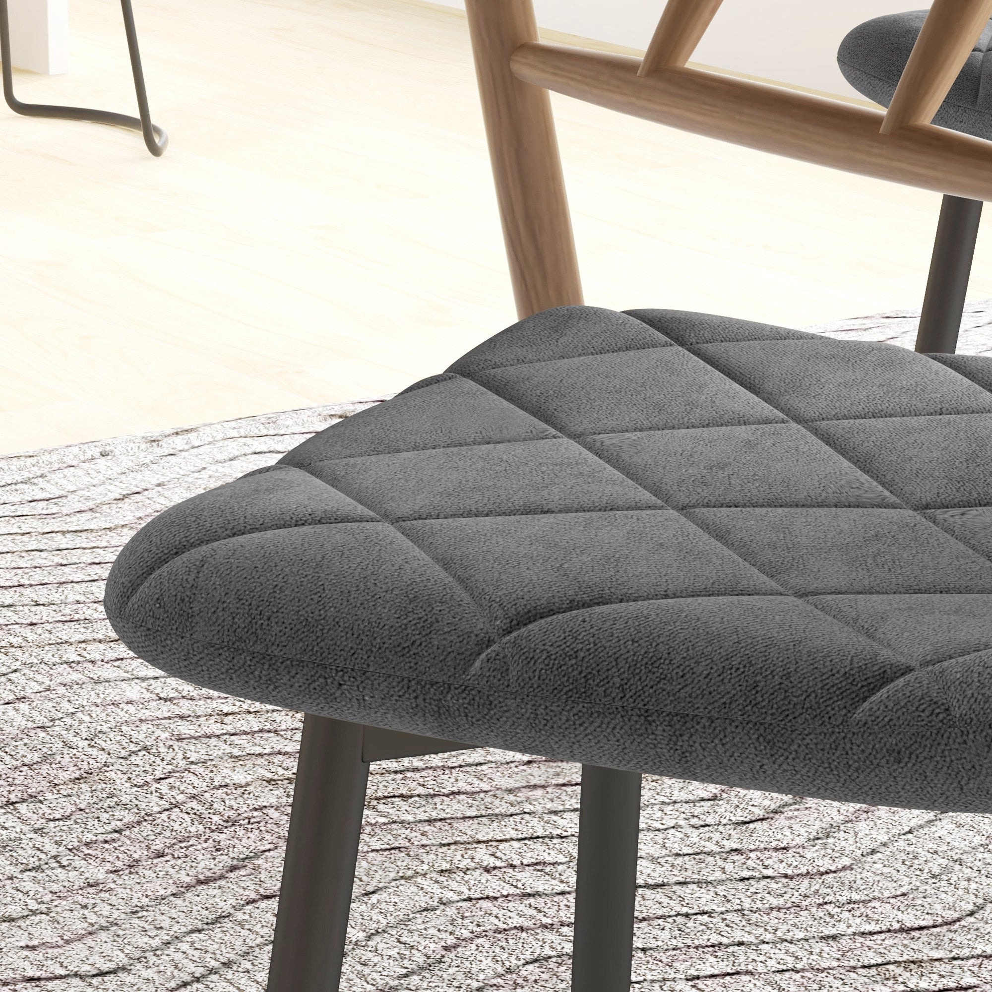 Lot de 4 chaises de salle à manger, chaises de cuisine rembourrées avec dossier haut, pieds en acier et tissu effet velours, pour salon, chambre, cuisine, gris