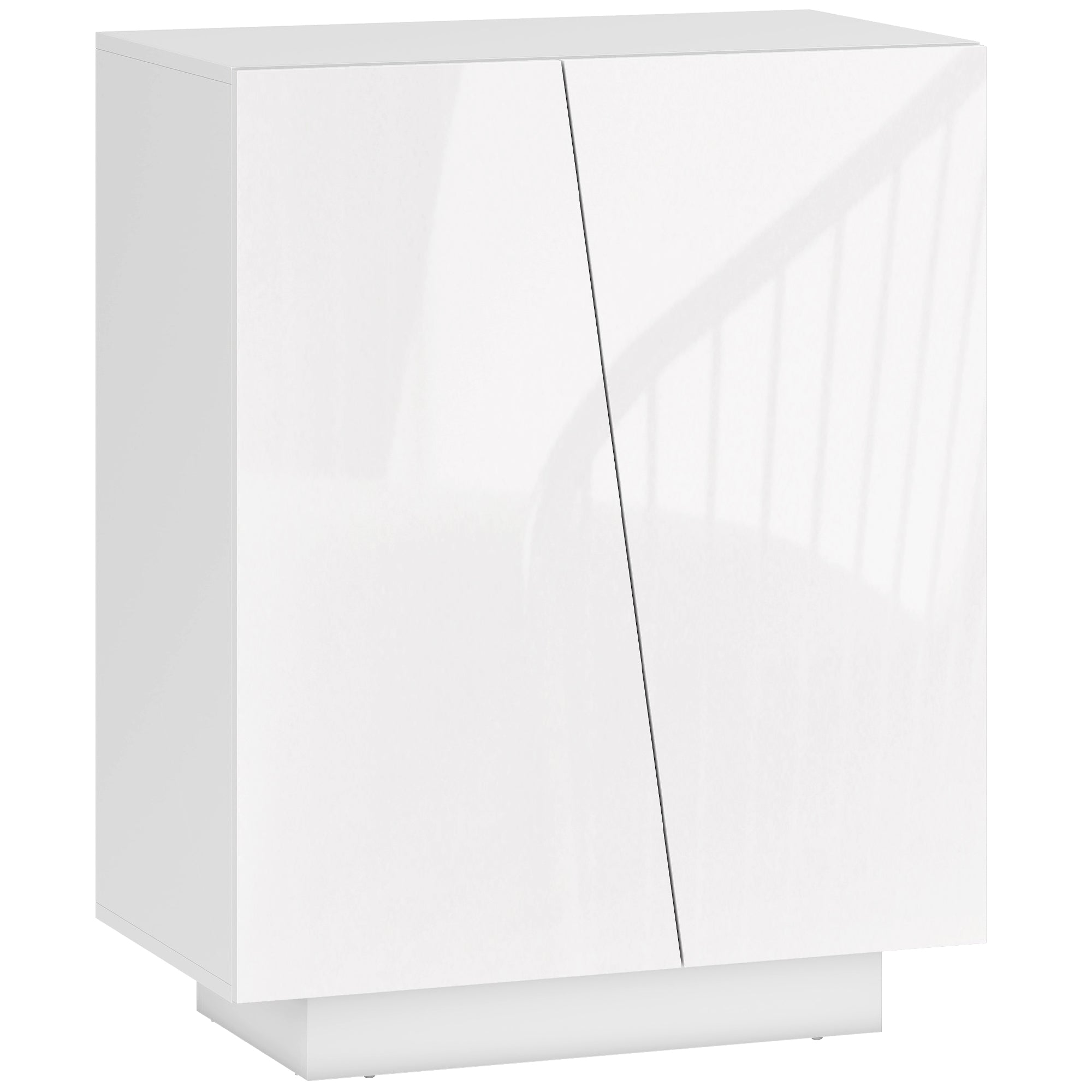Buffet à haute brillance, meuble de rangement avec placard double porte géométrique et étagère réglable, style moderne, buffet salle à manger, cuisine et salon, 70 x 40 x 88 cm, blanc